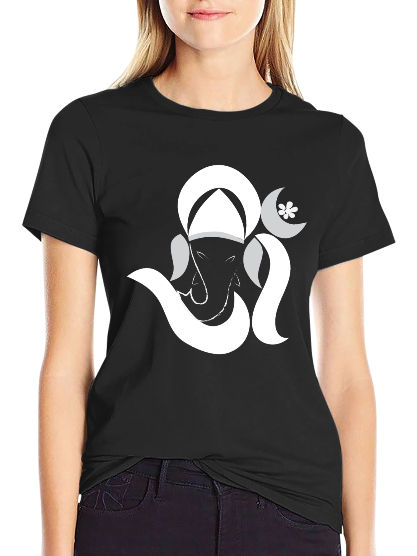 Ganesh Graphic Print Black Tee