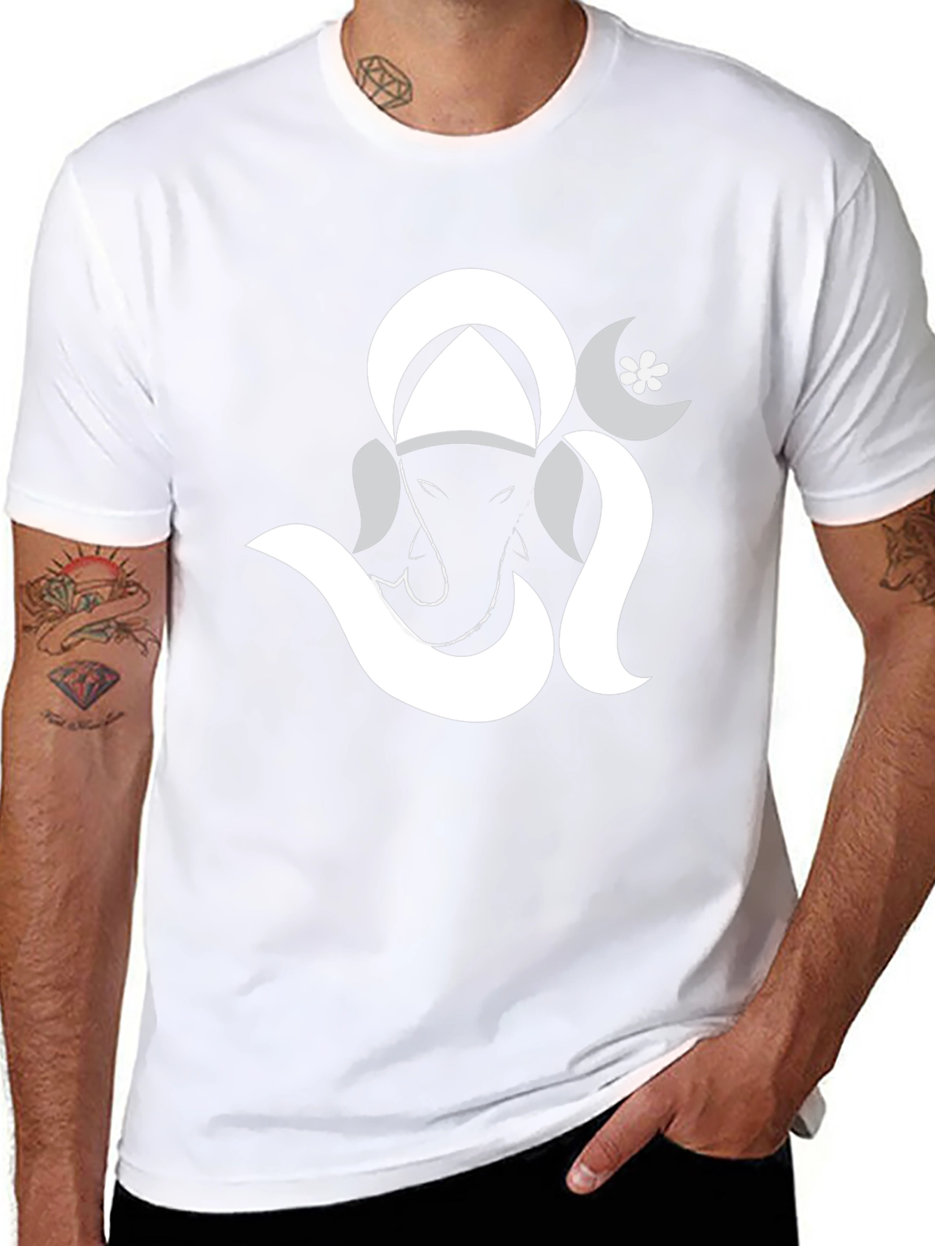 Ganesh Graphic Print Black Tee