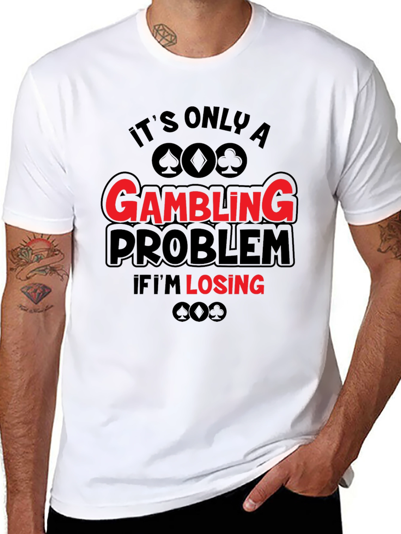 Gambling Problem Funny T-Shirt - Black