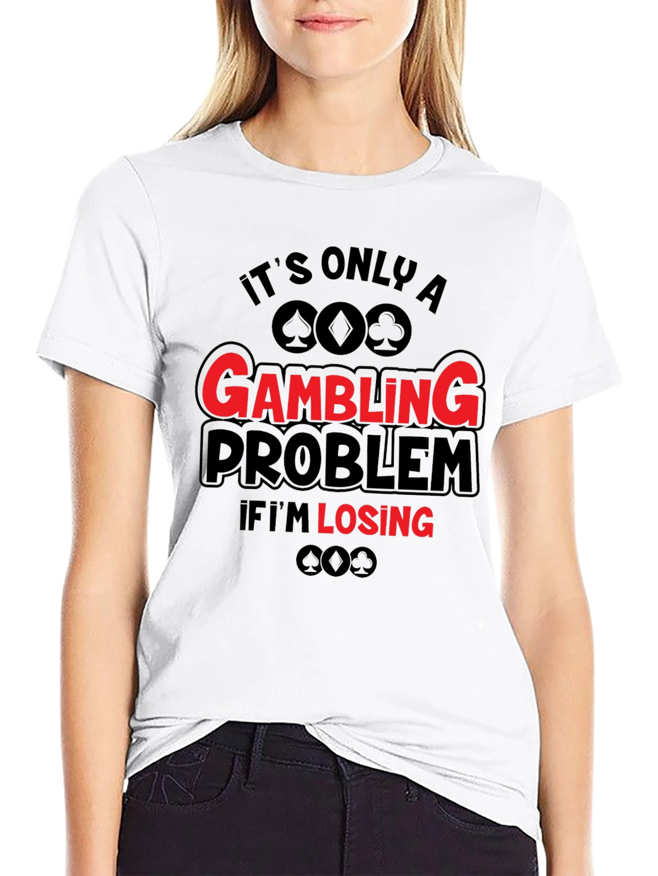Gambling Problem Funny T-Shirt - Black