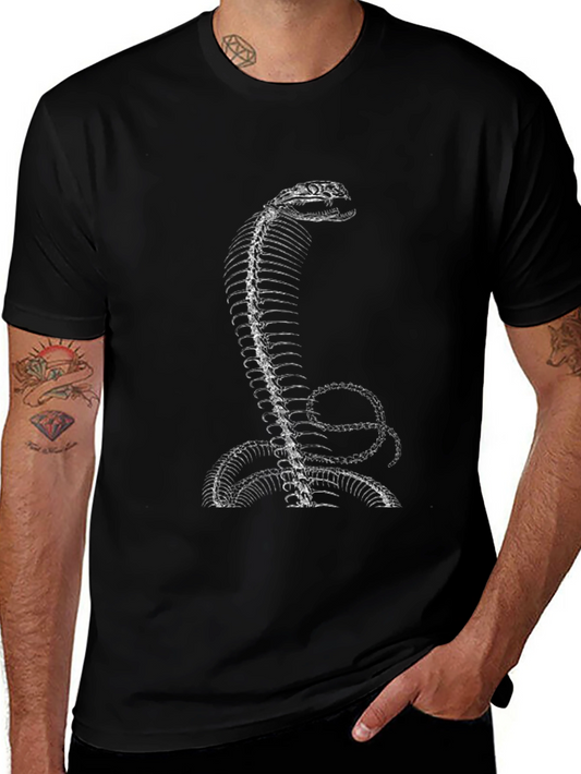 Snake Skeleton Print Black T-Shirt