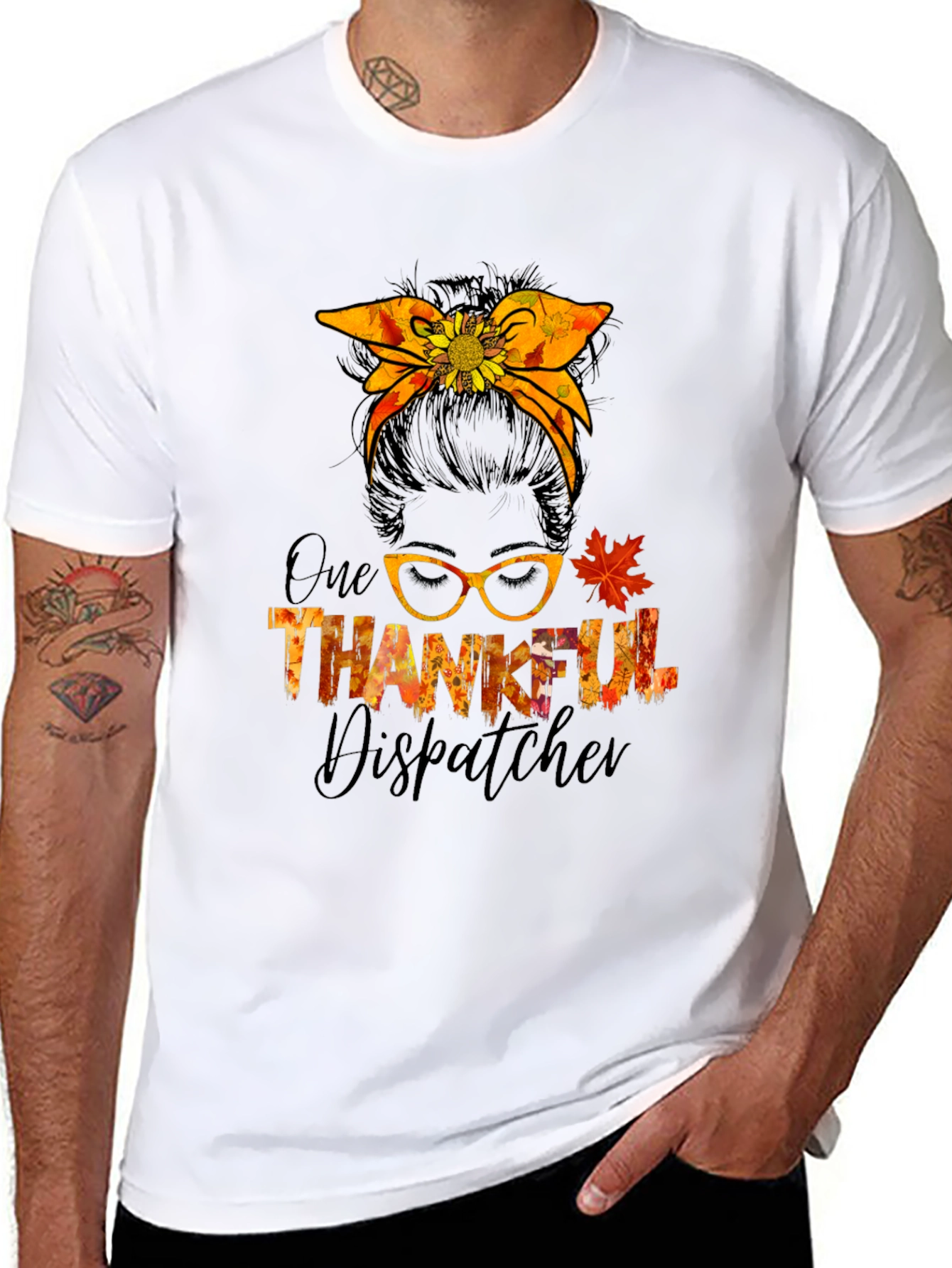 Thankful Dispatcher Messy Bun T-Shirt