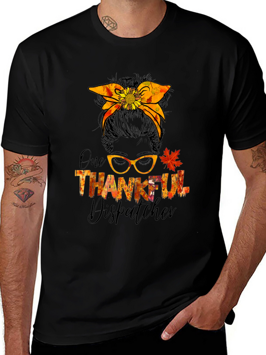 Thankful Dispatcher Messy Bun T-Shirt