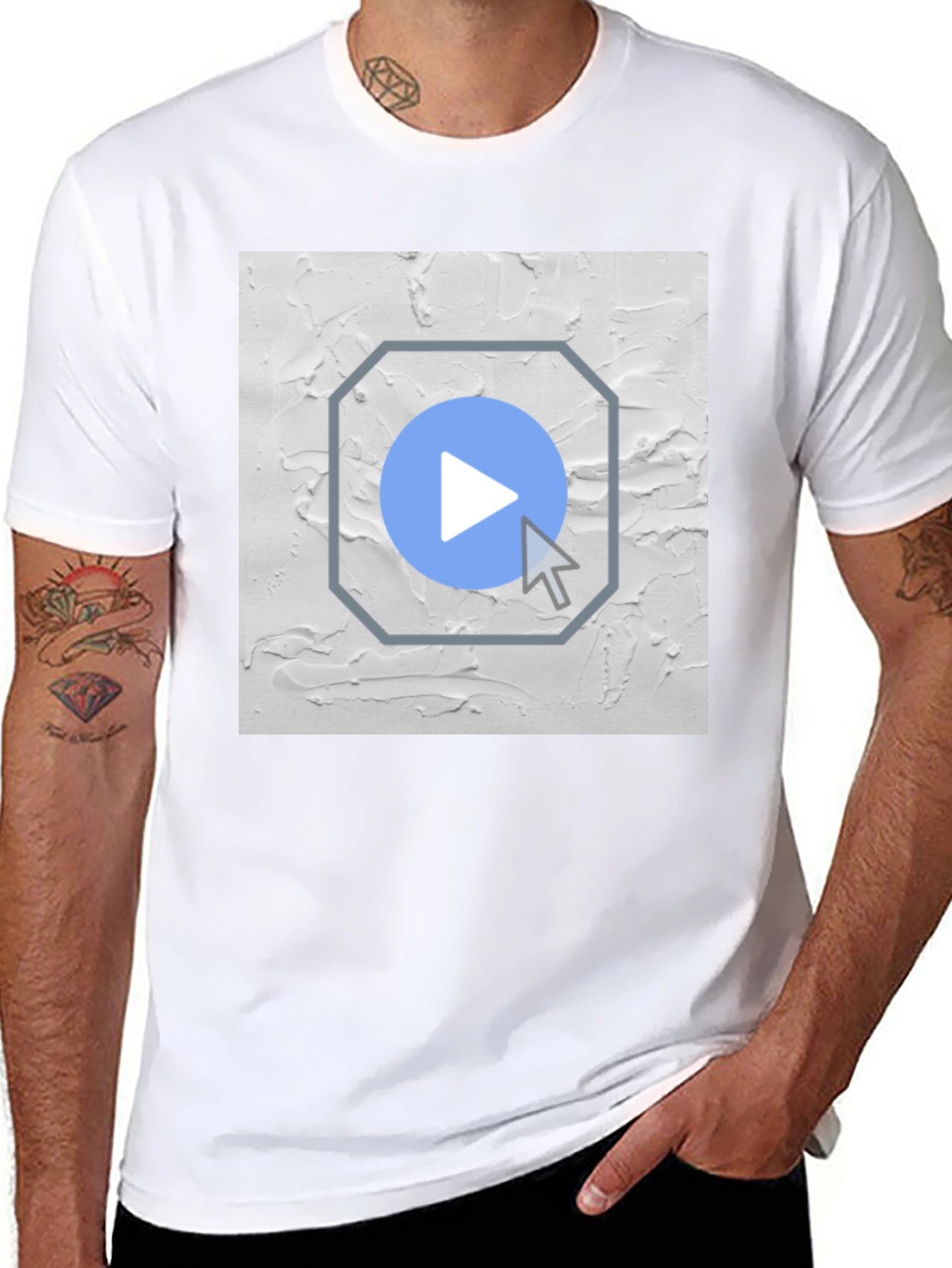 Abstract Play Button Graphic T-Shirt
