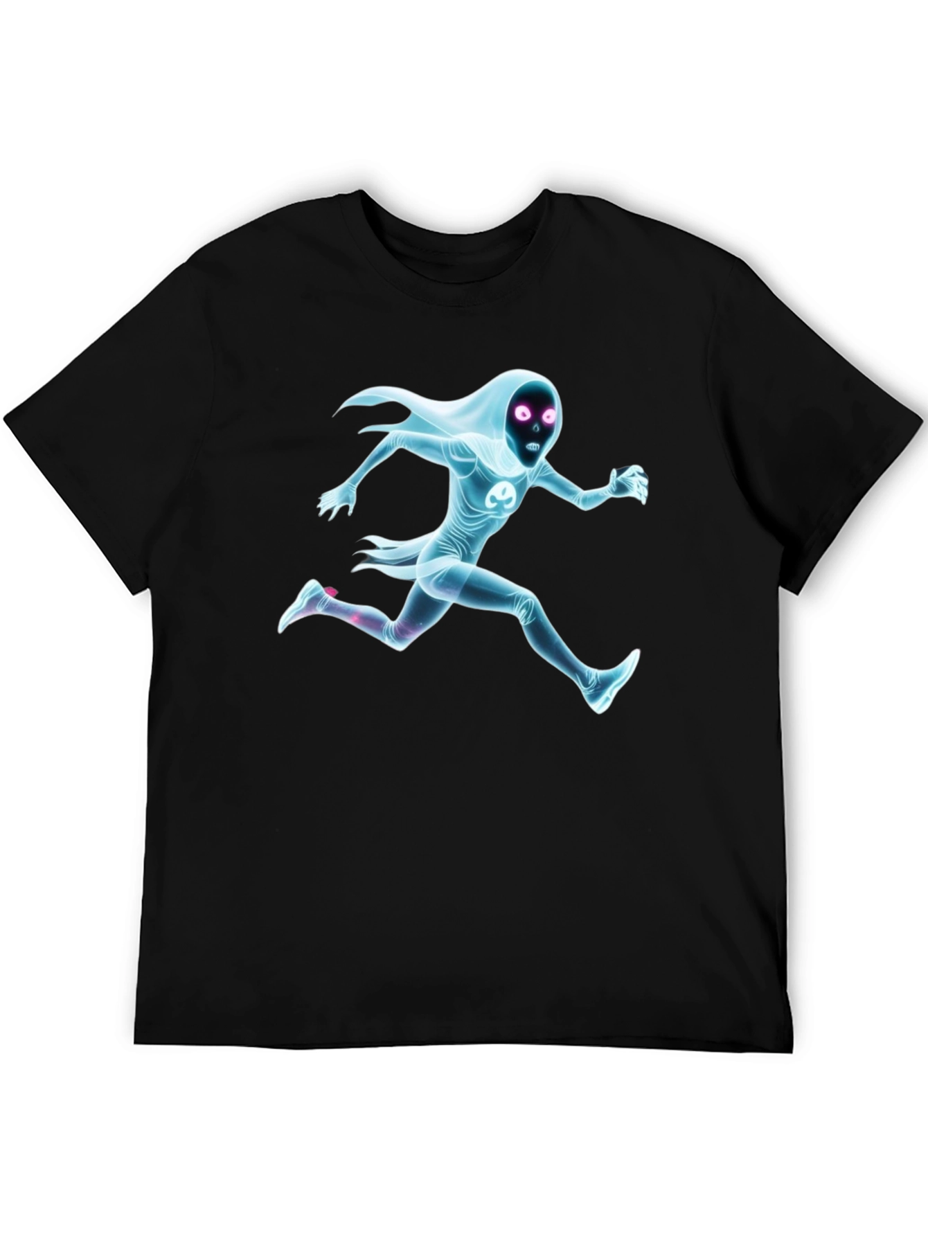 Black Graphic Tee - Running Ghost Figure