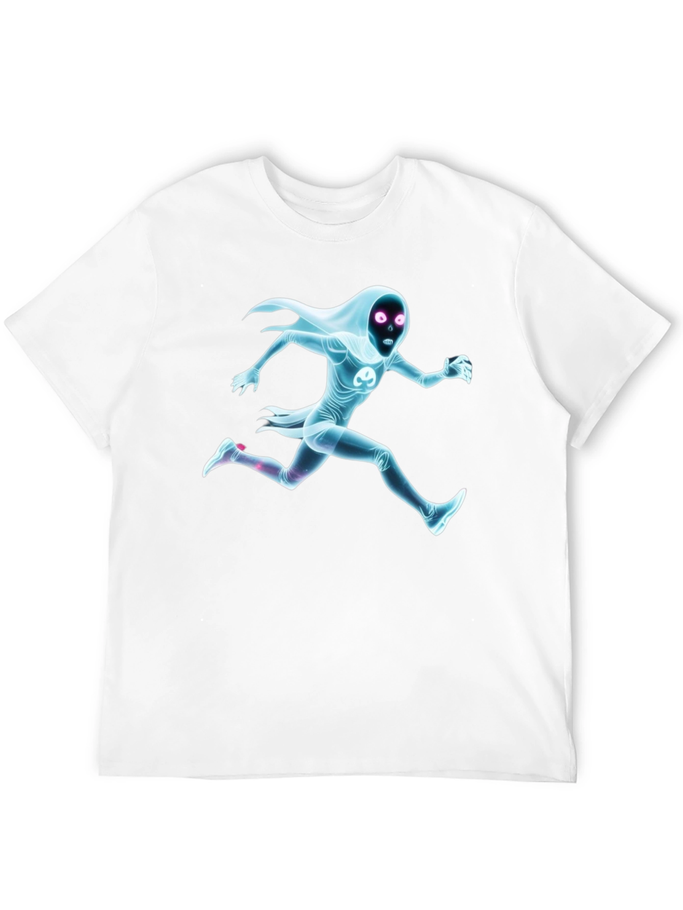 Black Graphic Tee - Running Ghost Figure