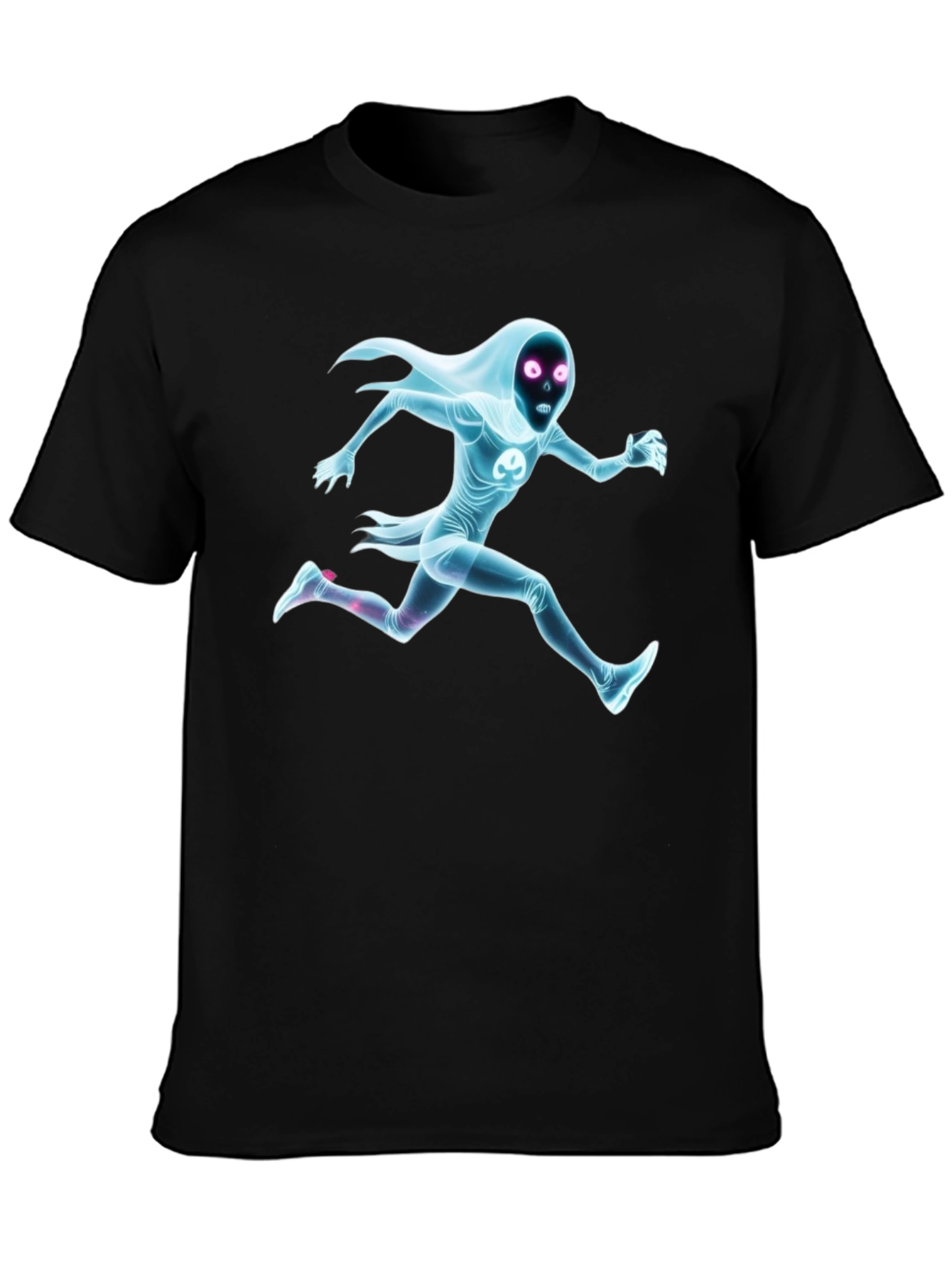 Black Graphic Tee - Running Ghost Figure