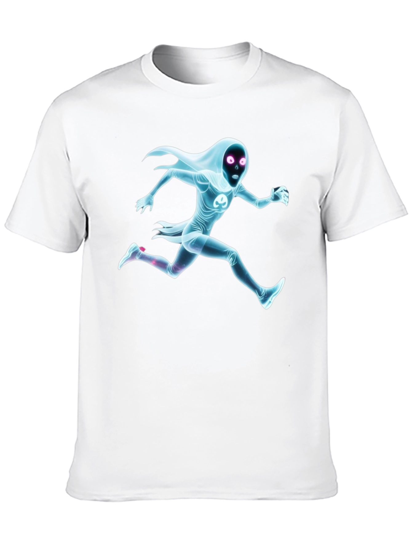 Black Graphic Tee - Running Ghost Figure