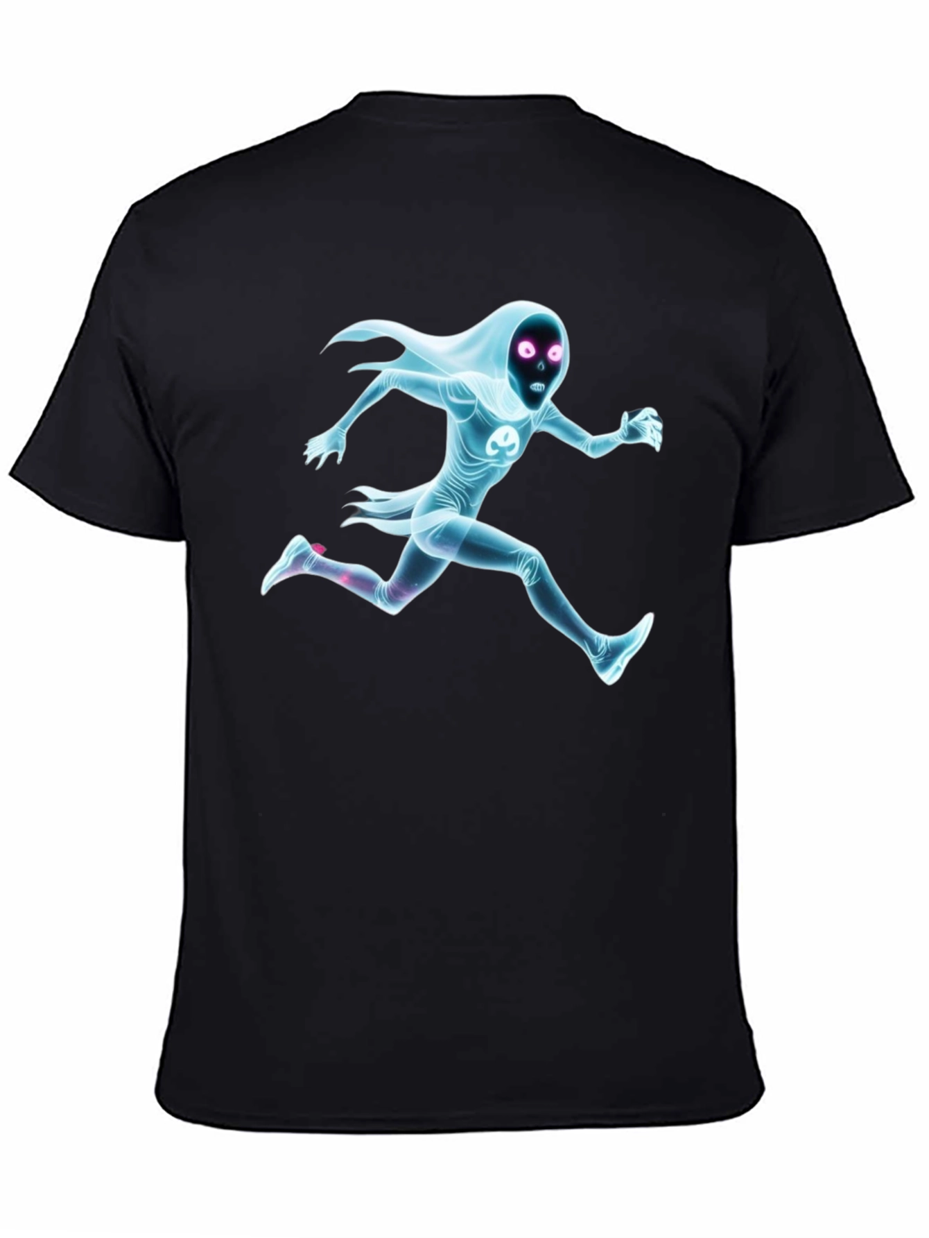 Black Graphic Tee - Running Ghost Figure