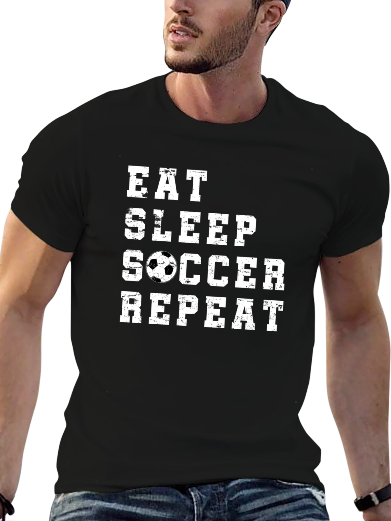 Eat Sleep Soccer Repeat Graphic Tee