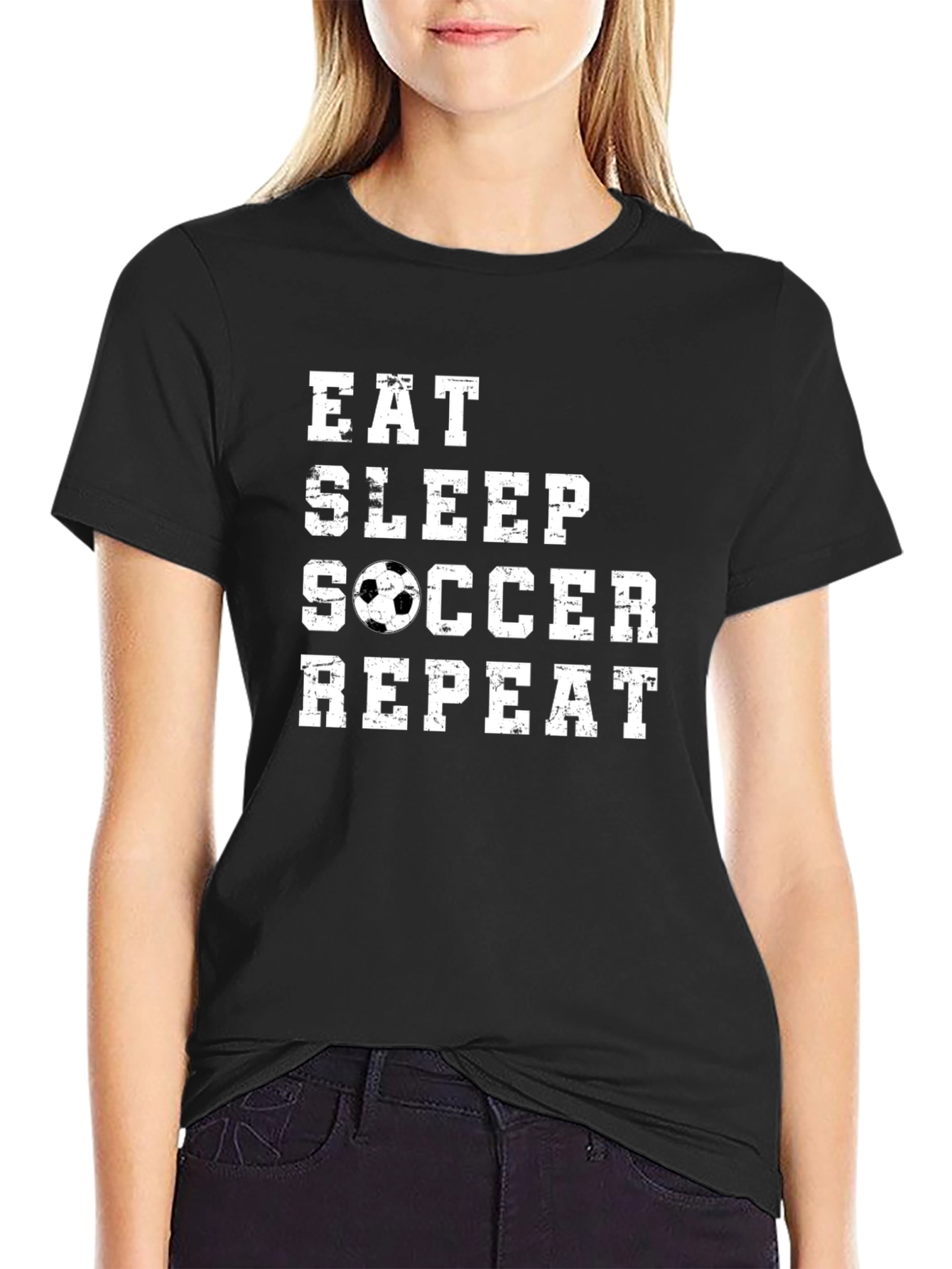 Eat Sleep Soccer Repeat Graphic Tee