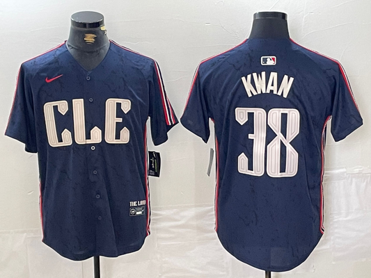 Men's Cleveland Guardians Steven Kwan #38 Navy 2024 City Connect Limited Jerseys