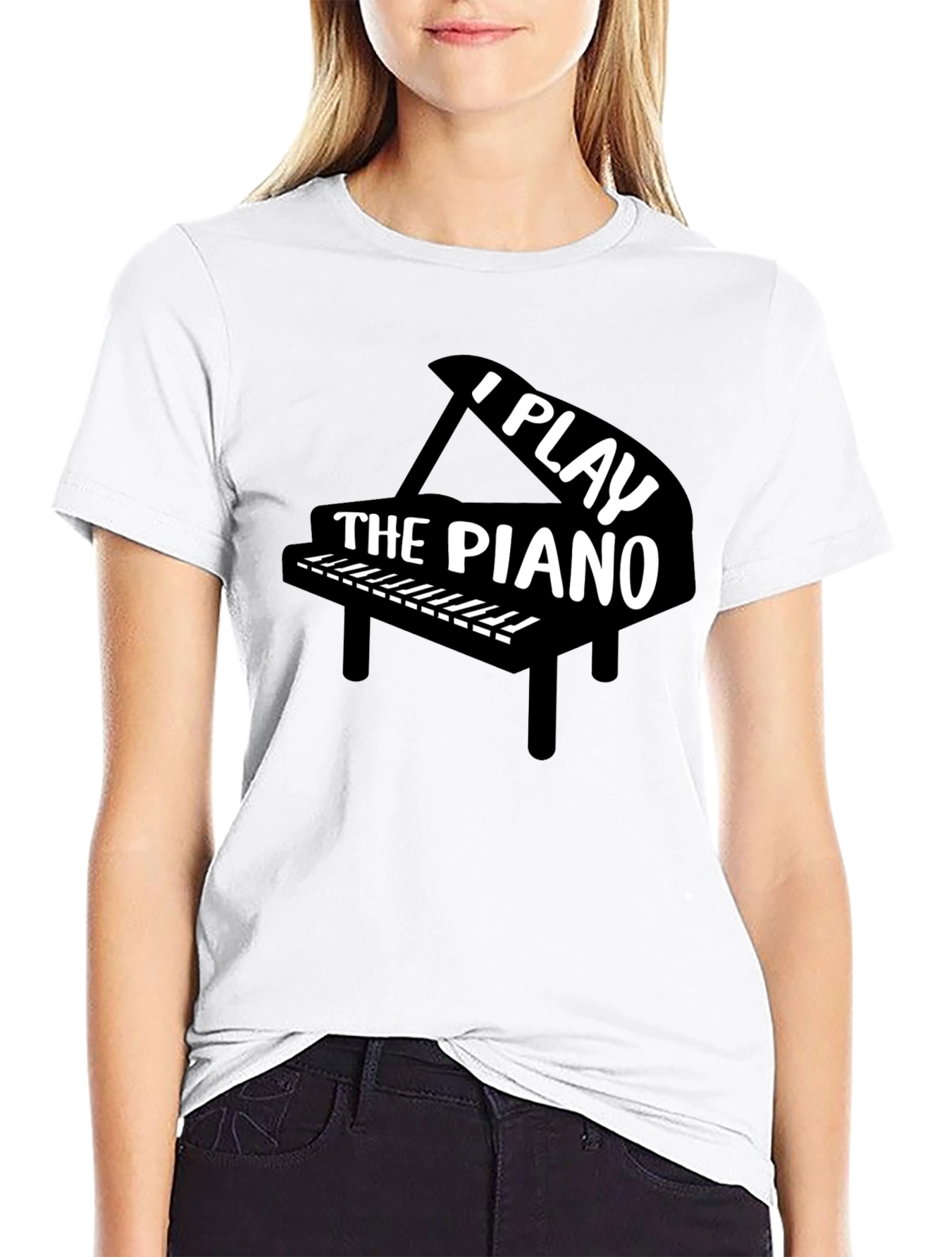 I Play The Piano Black T-Shirt Musician Gift
