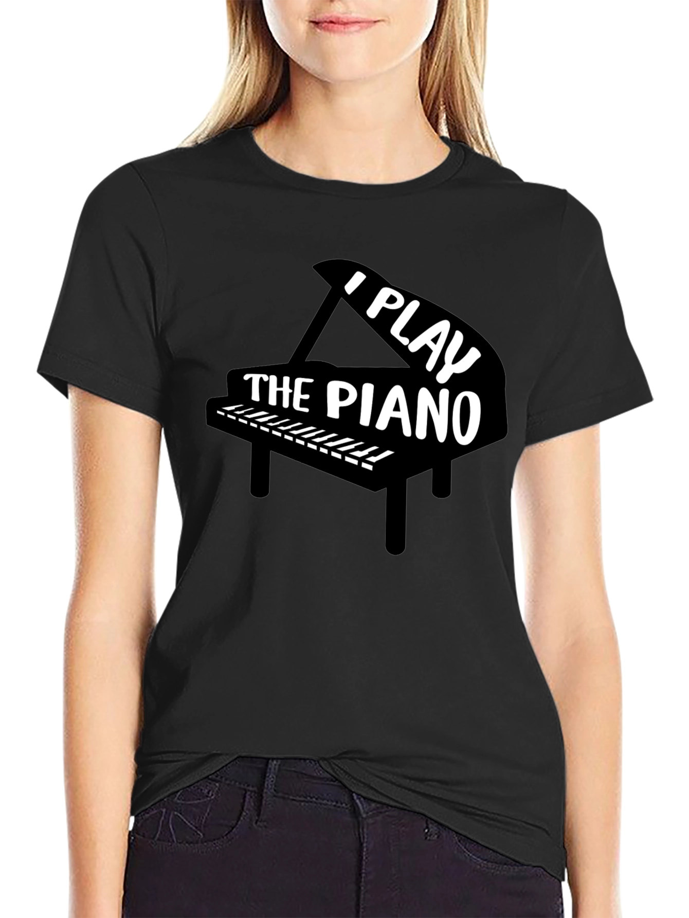 I Play The Piano Black T-Shirt Musician Gift