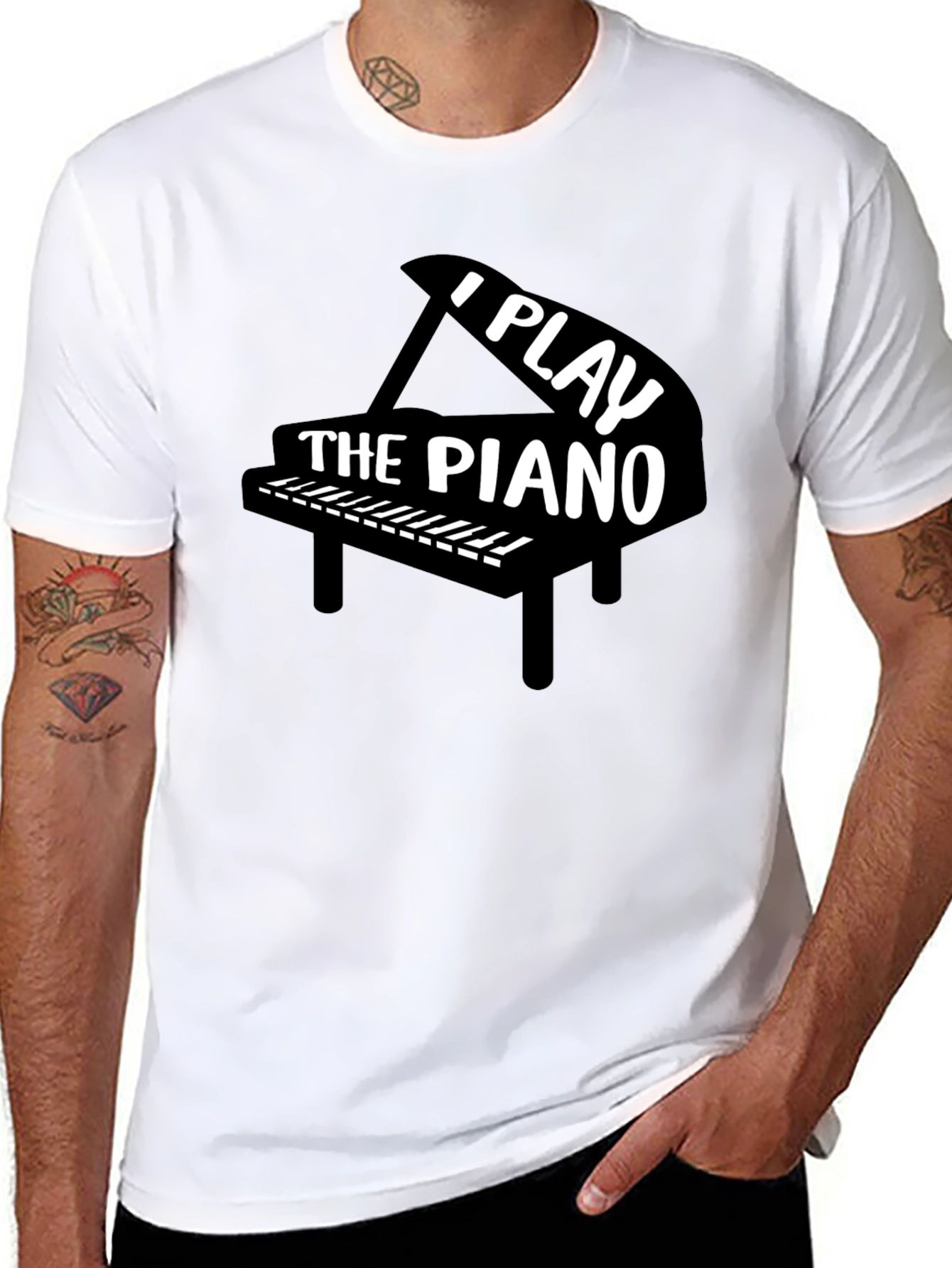 I Play The Piano Black T-Shirt Musician Gift