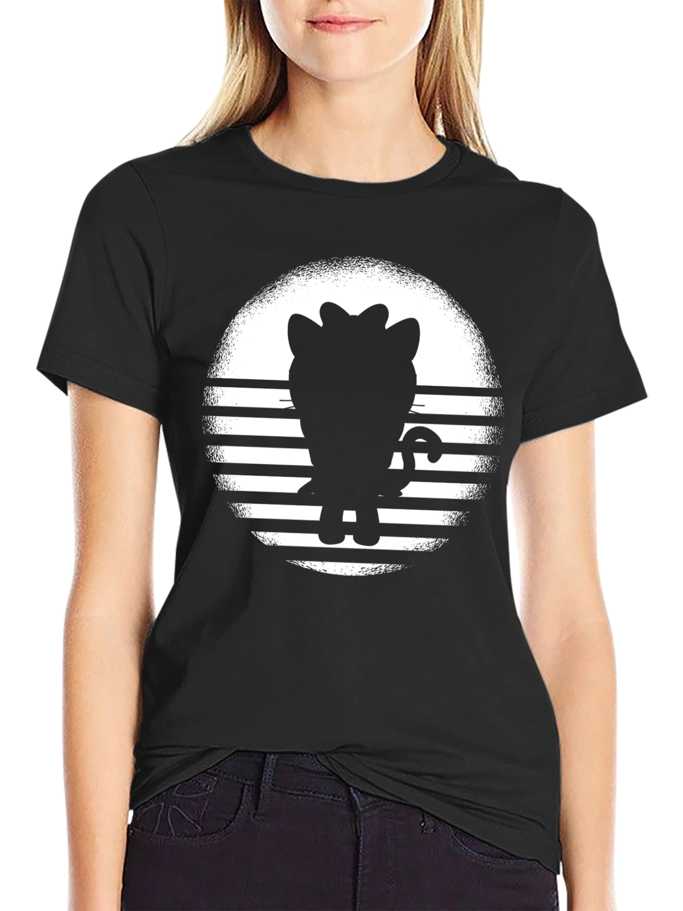 Retro Cat Silhouette Graphic Tee