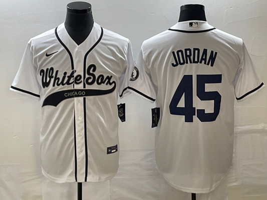 Men's Chicago White Sox Michael Jordan #45 White Replica Player Jerseys Joint Edition