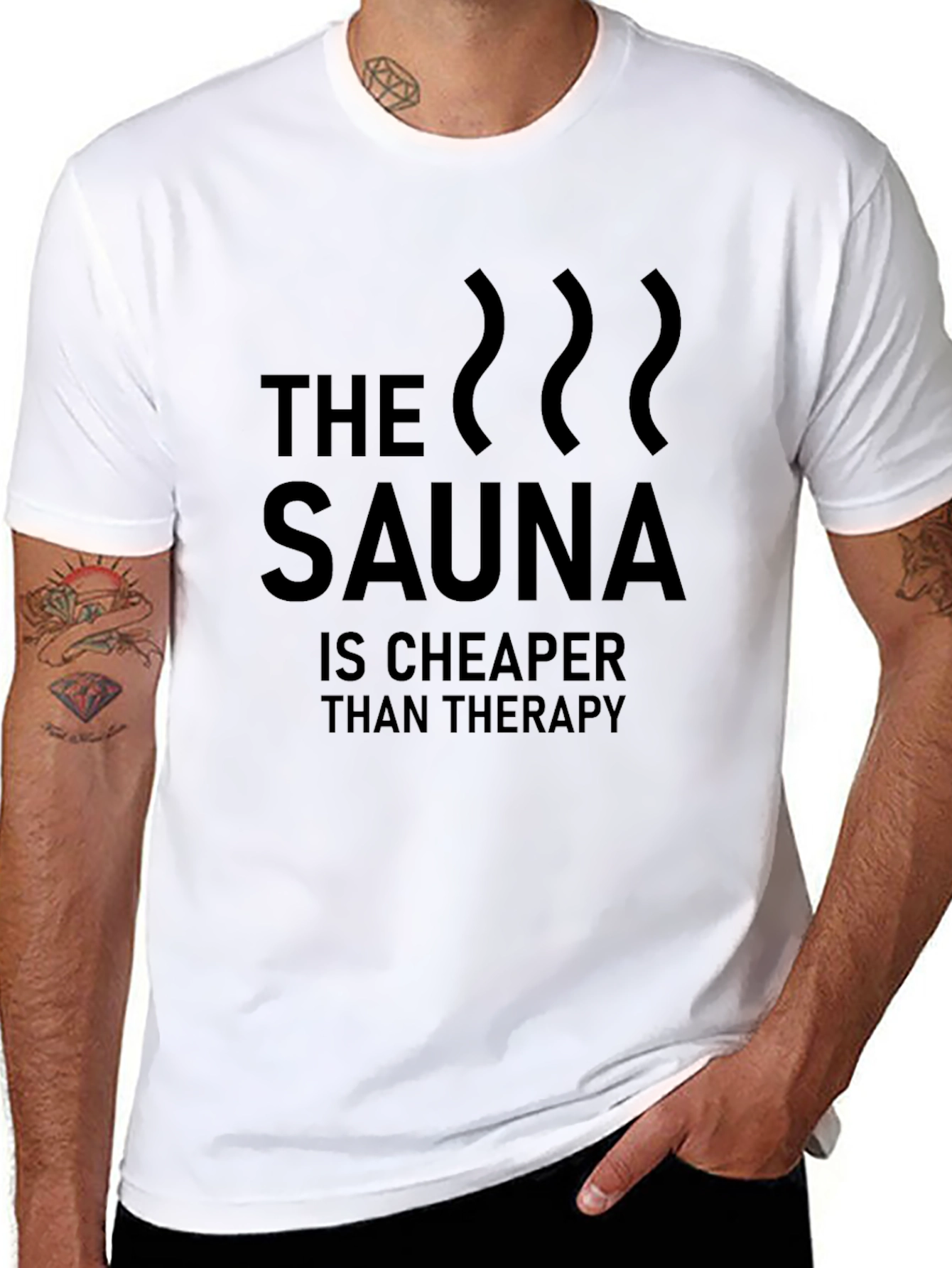 Sauna Therapy Humor Black T-Shirt