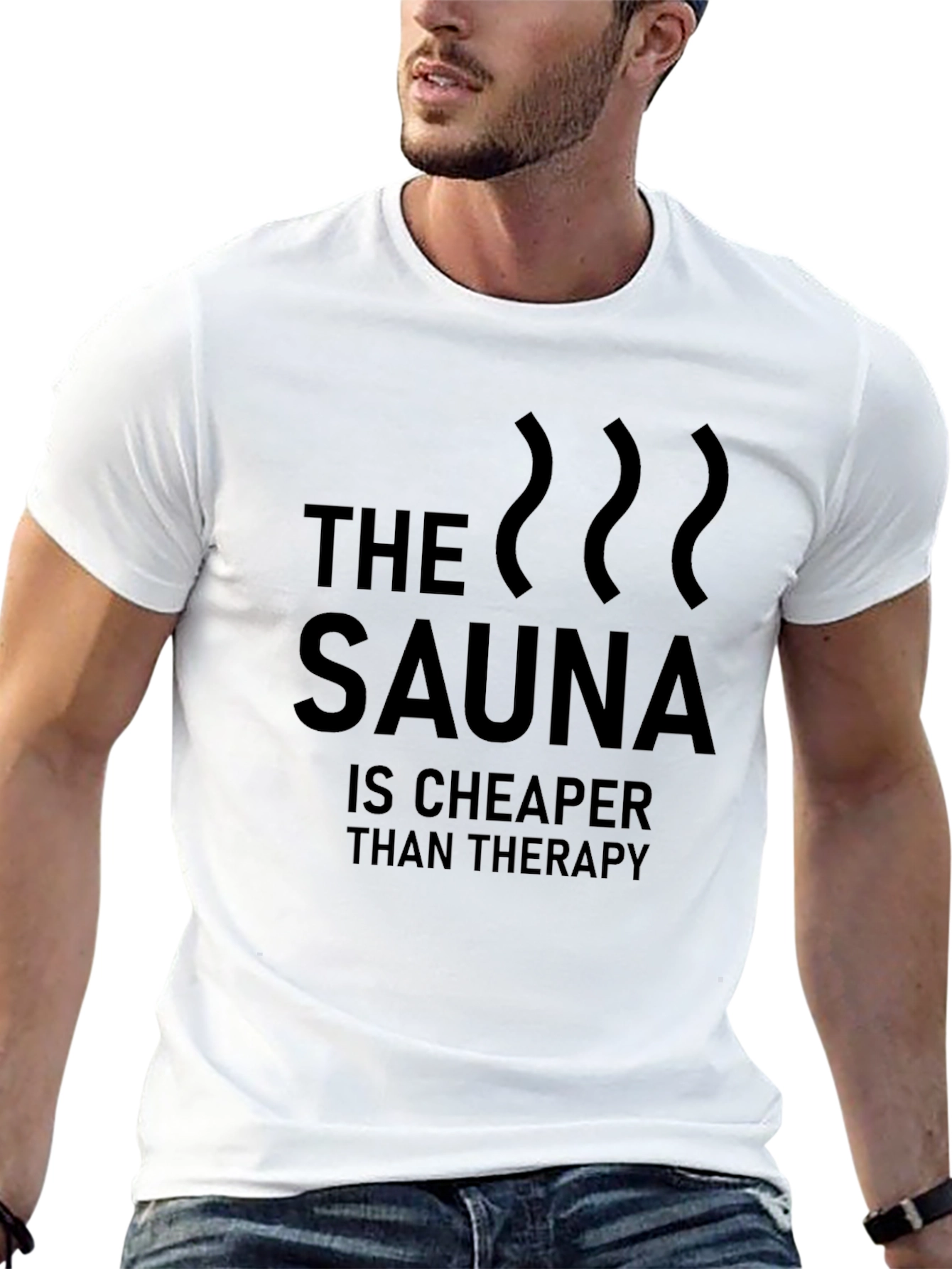 Sauna Therapy Humor Black T-Shirt