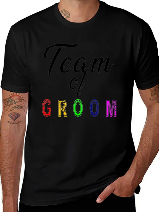 Team of Groom Black Graphic T-Shirt