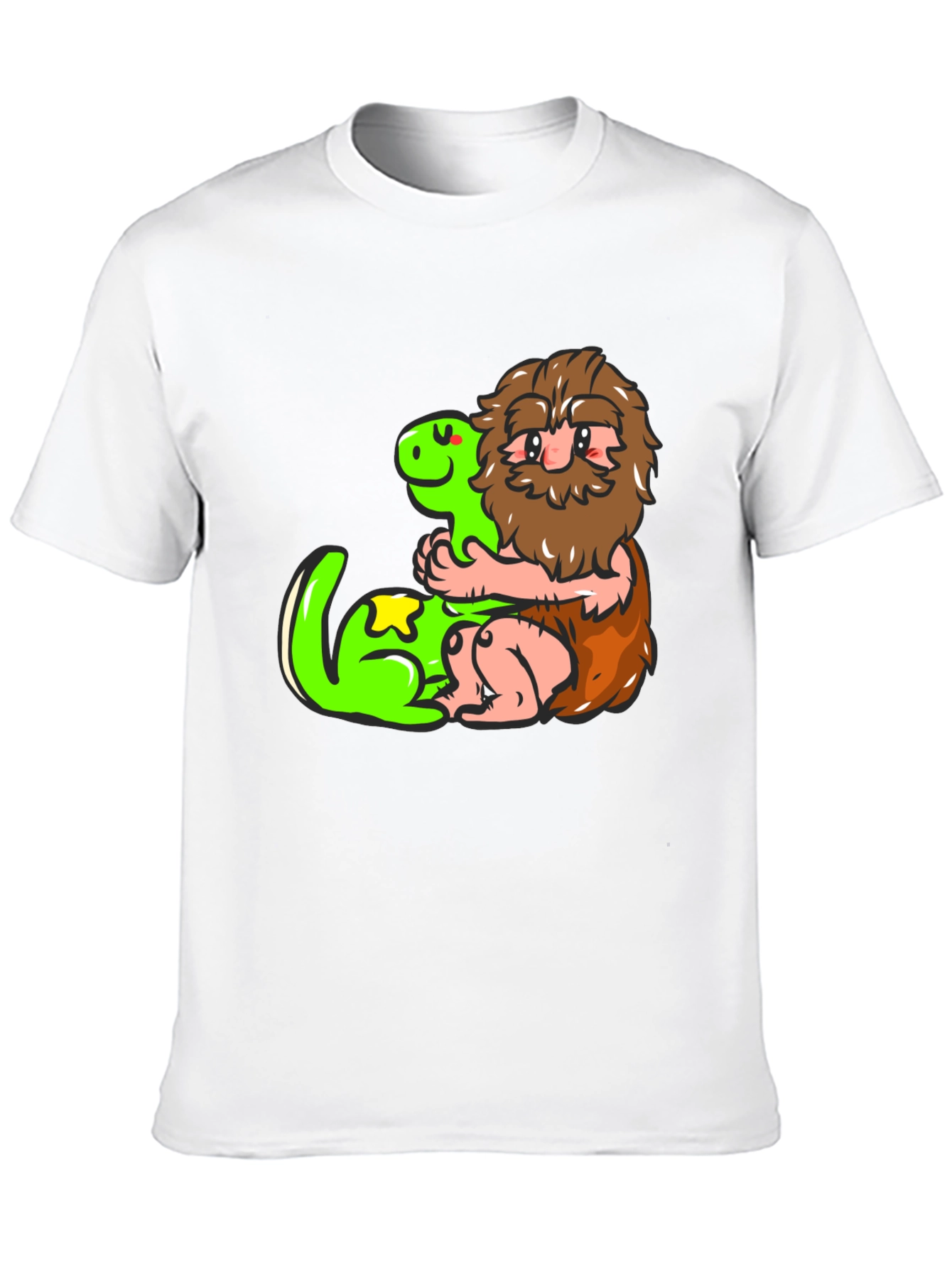 Caveman and Dino Black T-Shirt