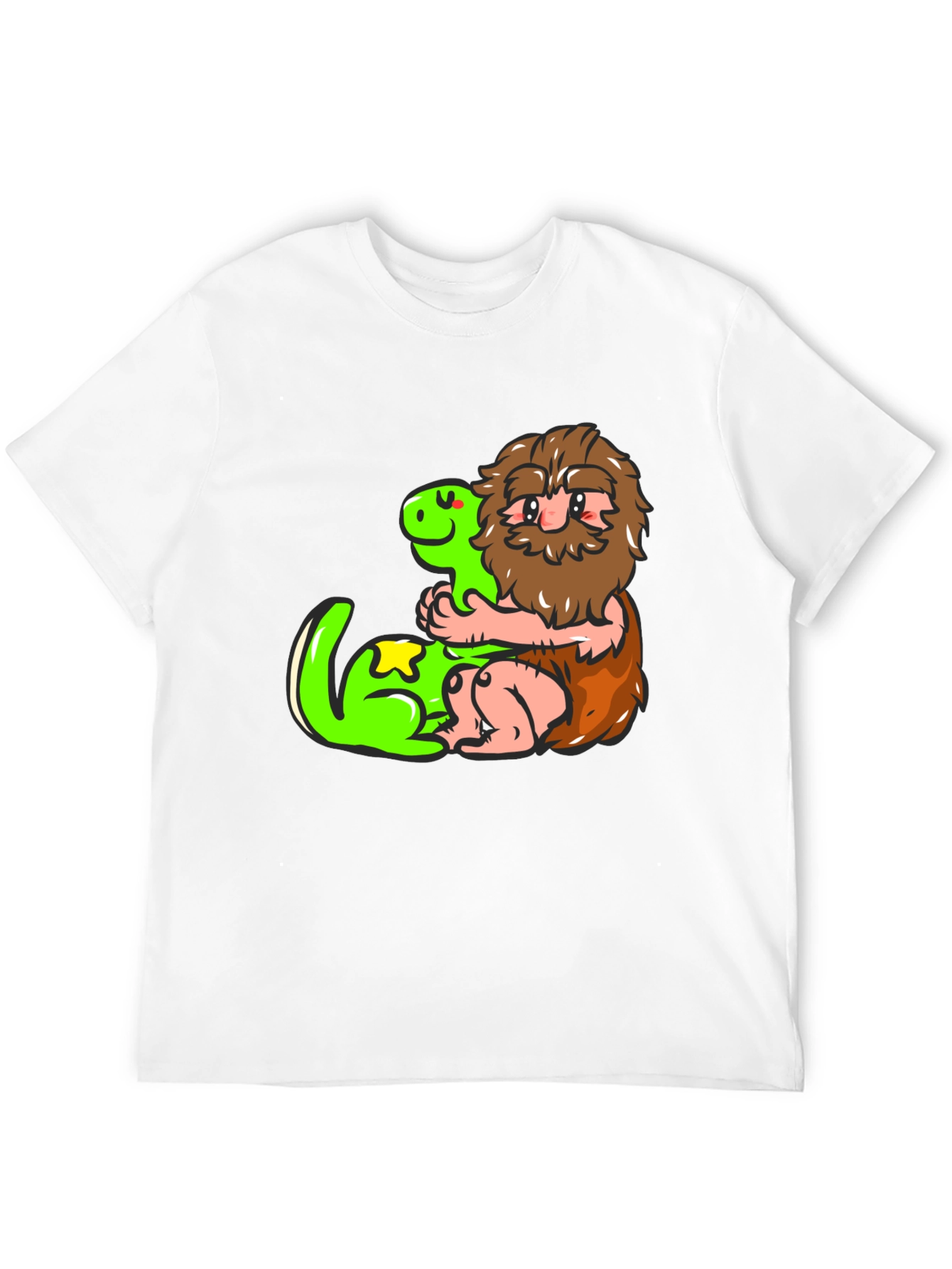 Caveman and Dino Black T-Shirt