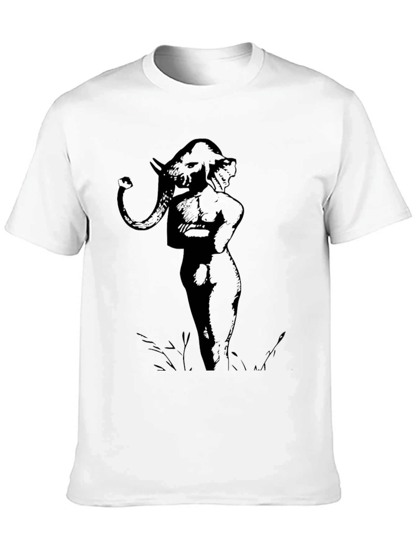 Unique Elephant Man Graphic Tee - Black Cotton Blend