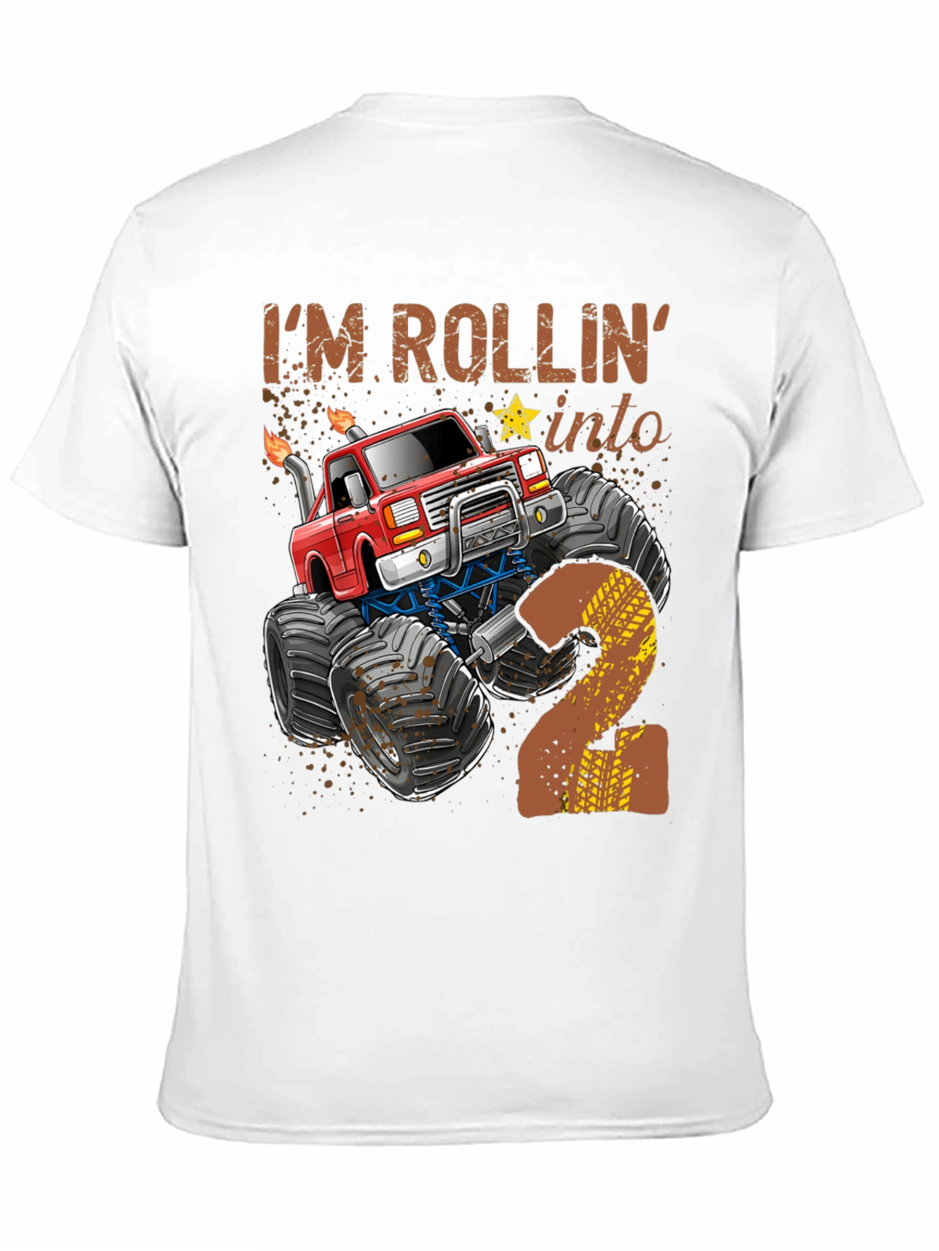 Rollin into 2 Birthday Monster Truck T-Shirt