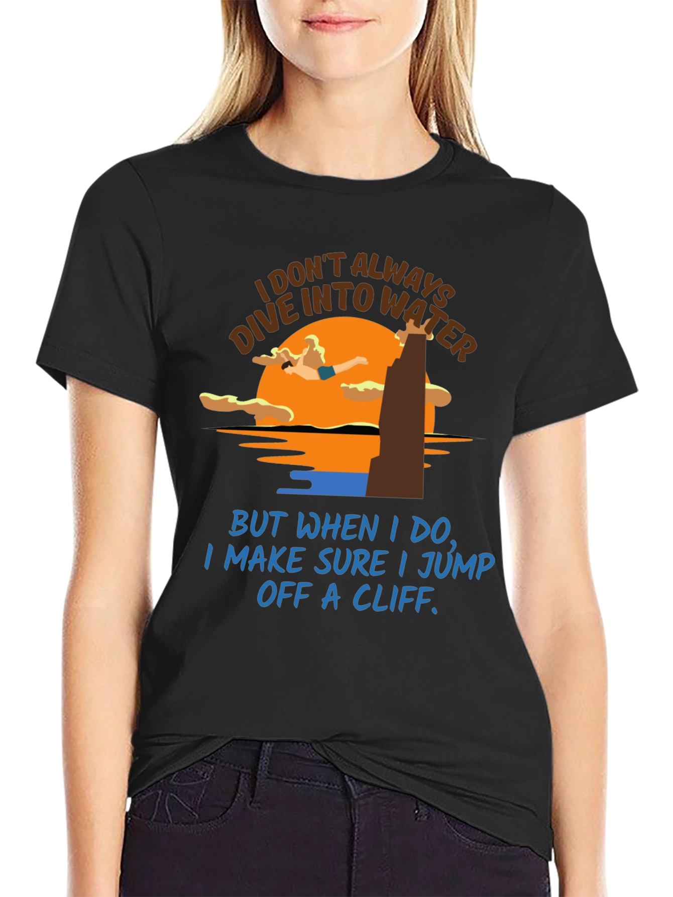 Cliff Diver T-Shirt: Humorous Water Sports Tee