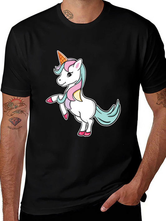 Unicorn Ice Cream Cone T-Shirt - Black Cotton Tee