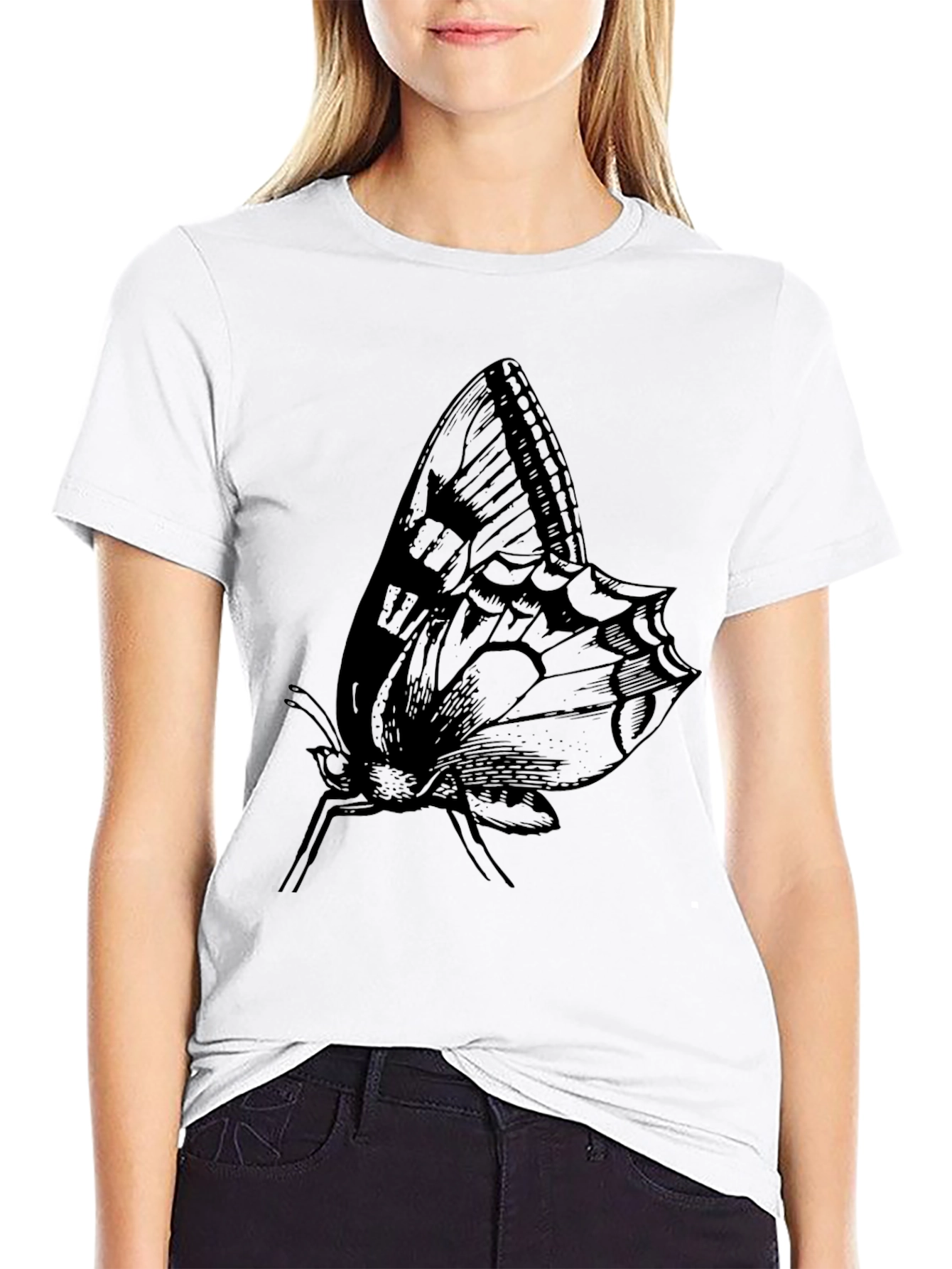 Black Butterfly Graphic Print Tee