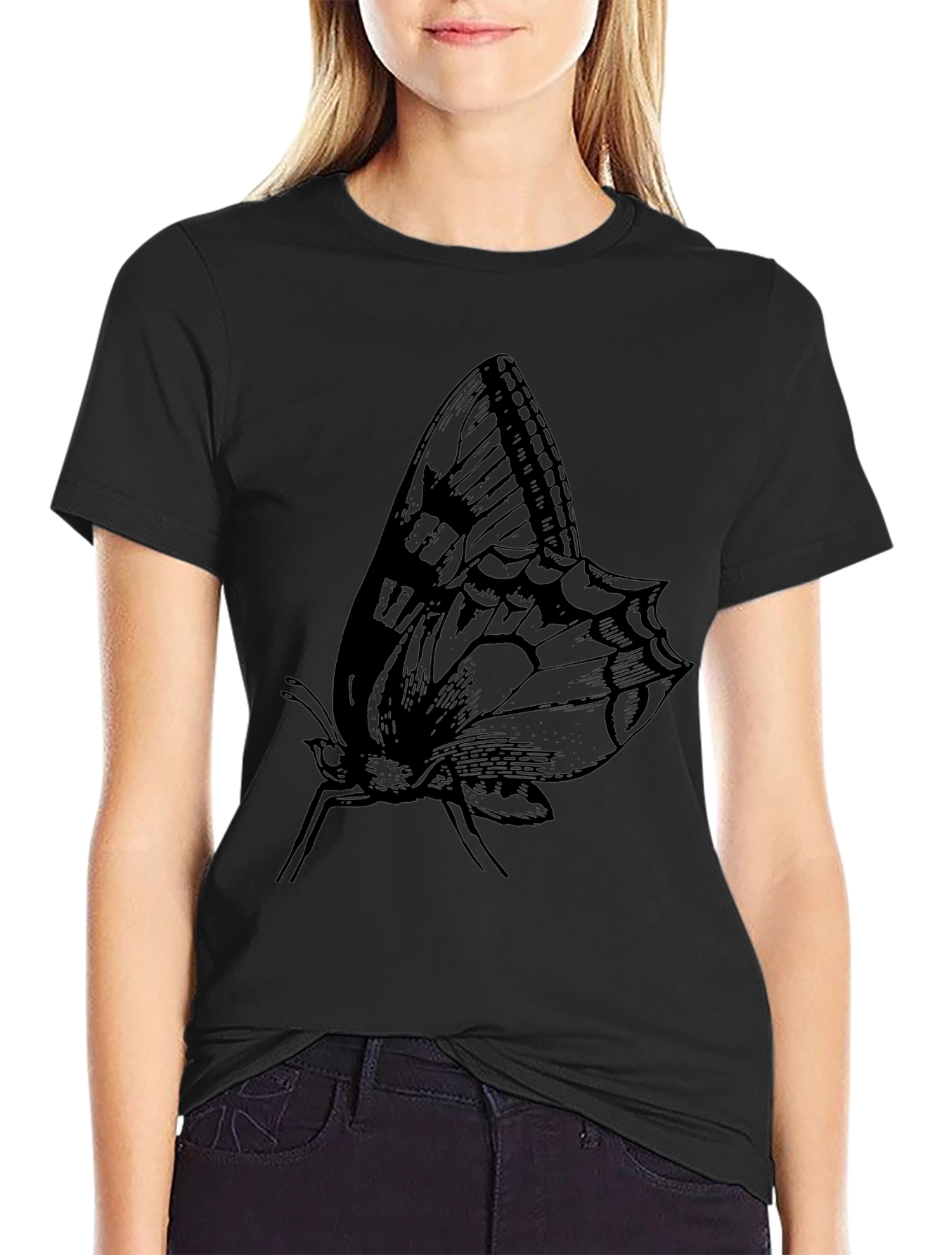 Black Butterfly Graphic Print Tee