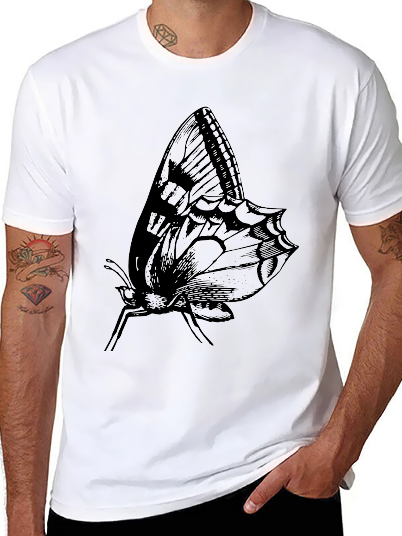 Black Butterfly Graphic Print Tee
