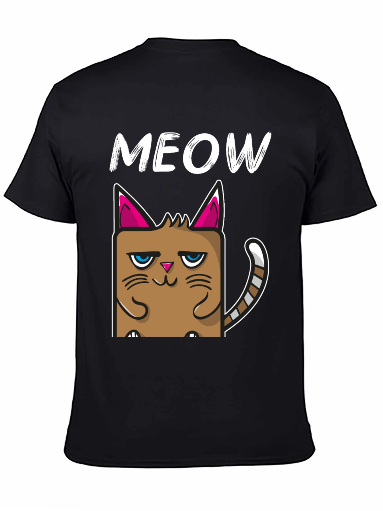 Grumpy Cat Meow Graphic Tee - Black Cotton T-Shirt