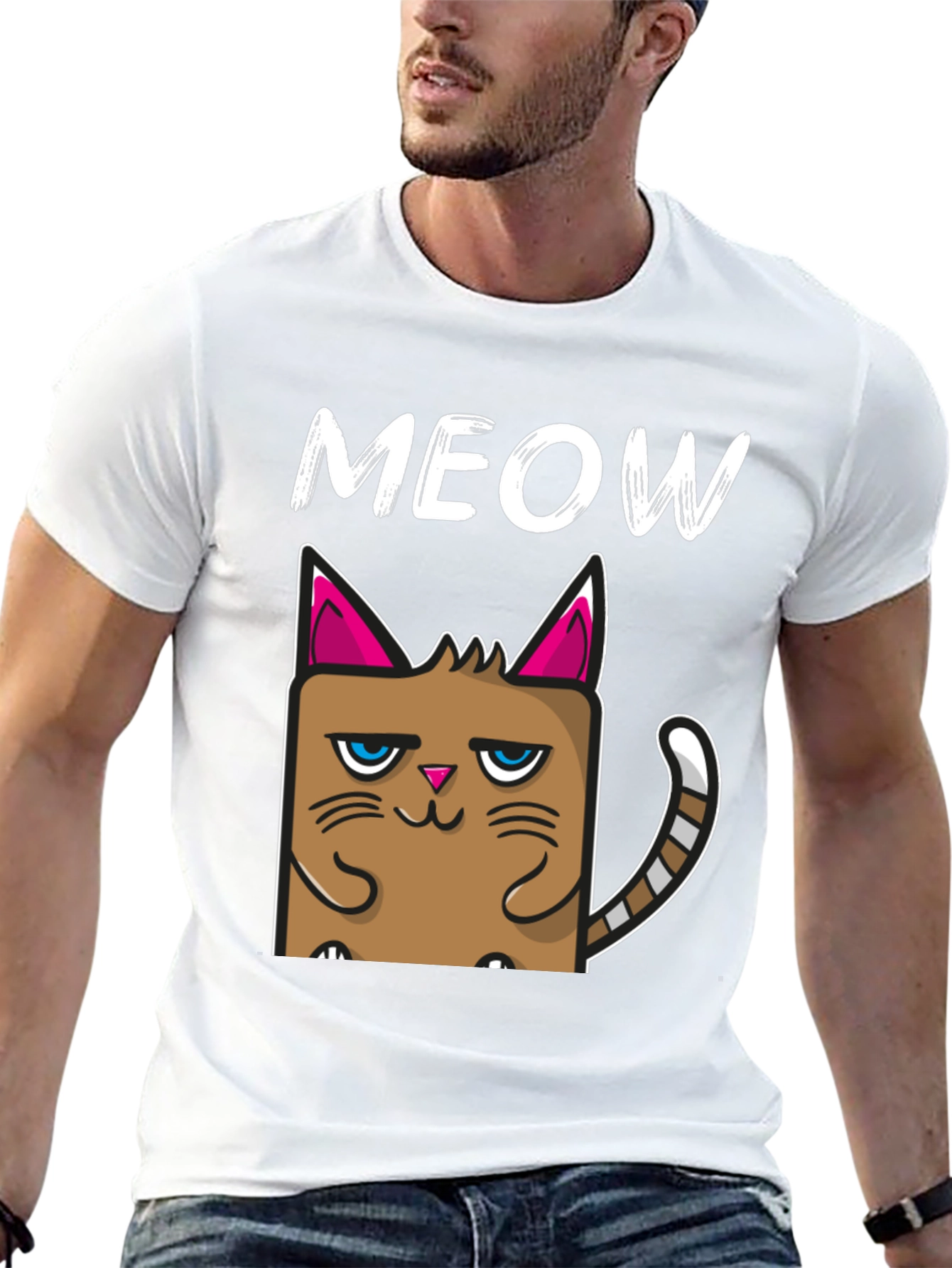 Grumpy Cat Meow Graphic Tee - Black Cotton T-Shirt