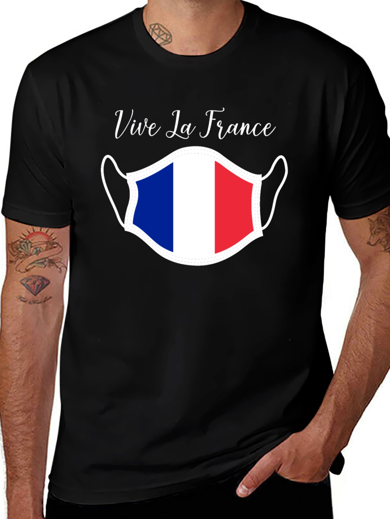 Vive La France T-Shirt Face Mask Graphic Tee