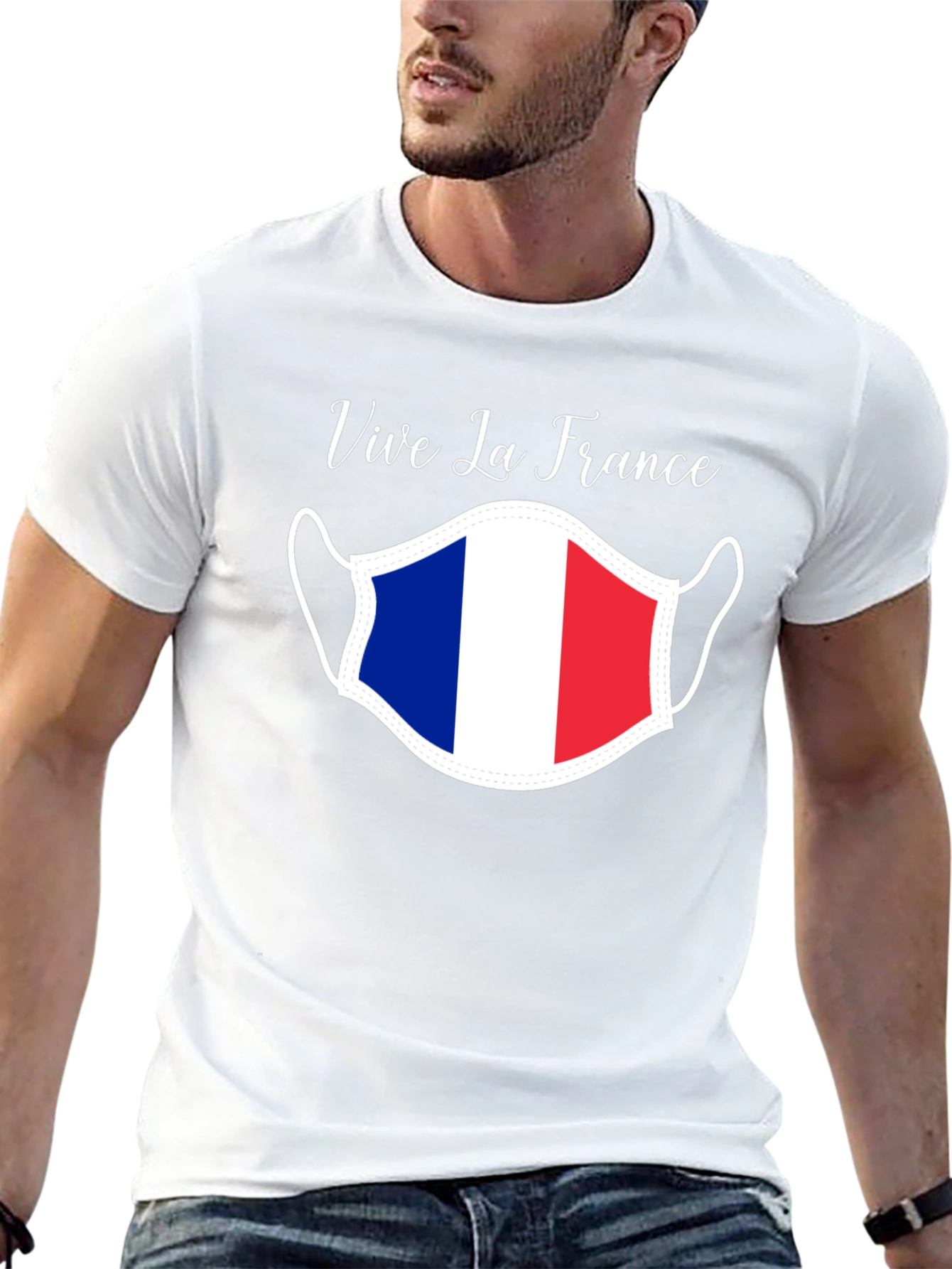 Vive La France T-Shirt Face Mask Graphic Tee