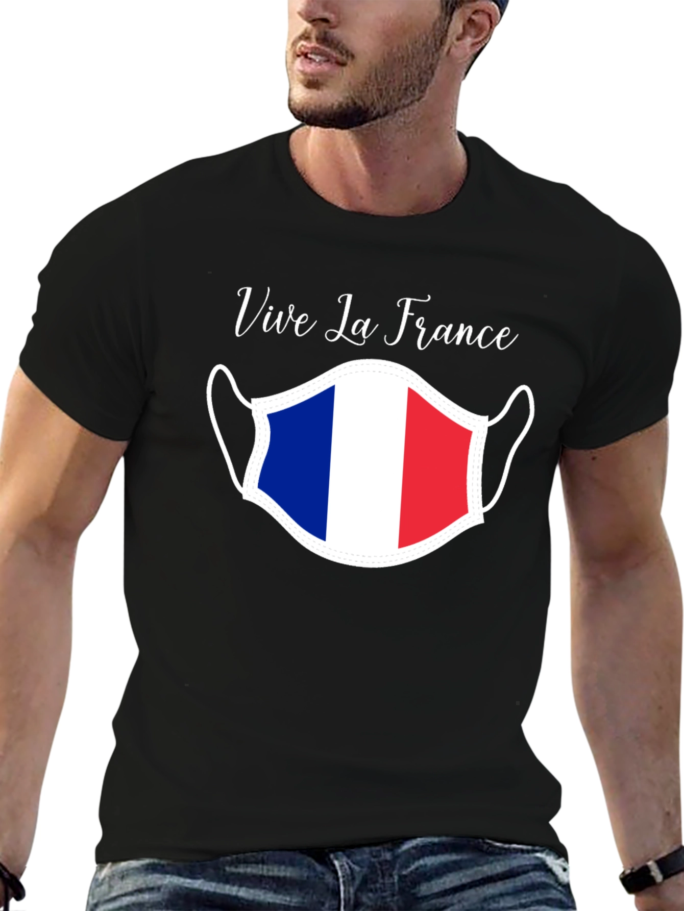 Vive La France T-Shirt Face Mask Graphic Tee