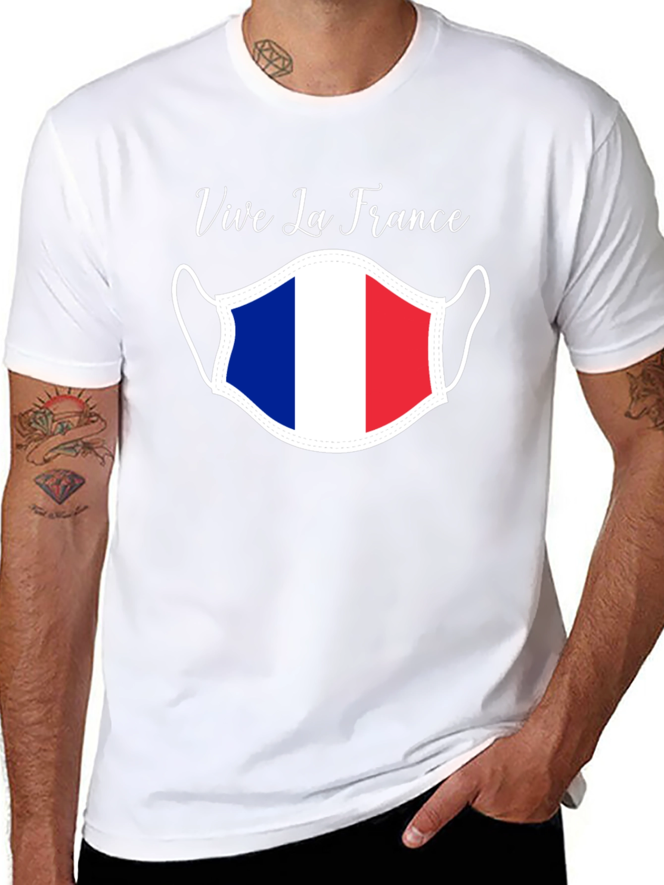 Vive La France T-Shirt Face Mask Graphic Tee