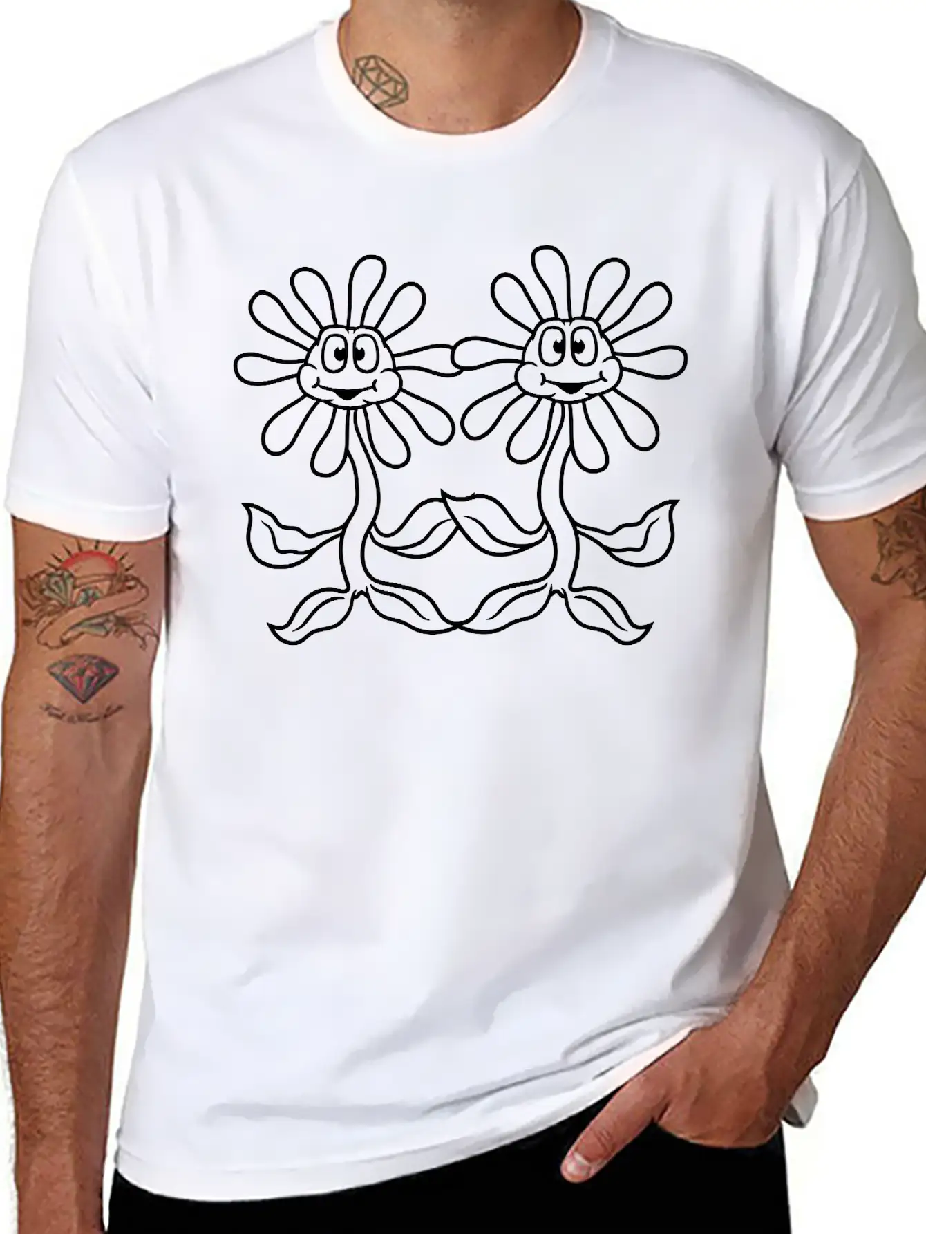 2 Friends Team Couple Cartoon Cartoon Alive Face F Comfortable Minimalist Graphic Tee – Summer Style Essential