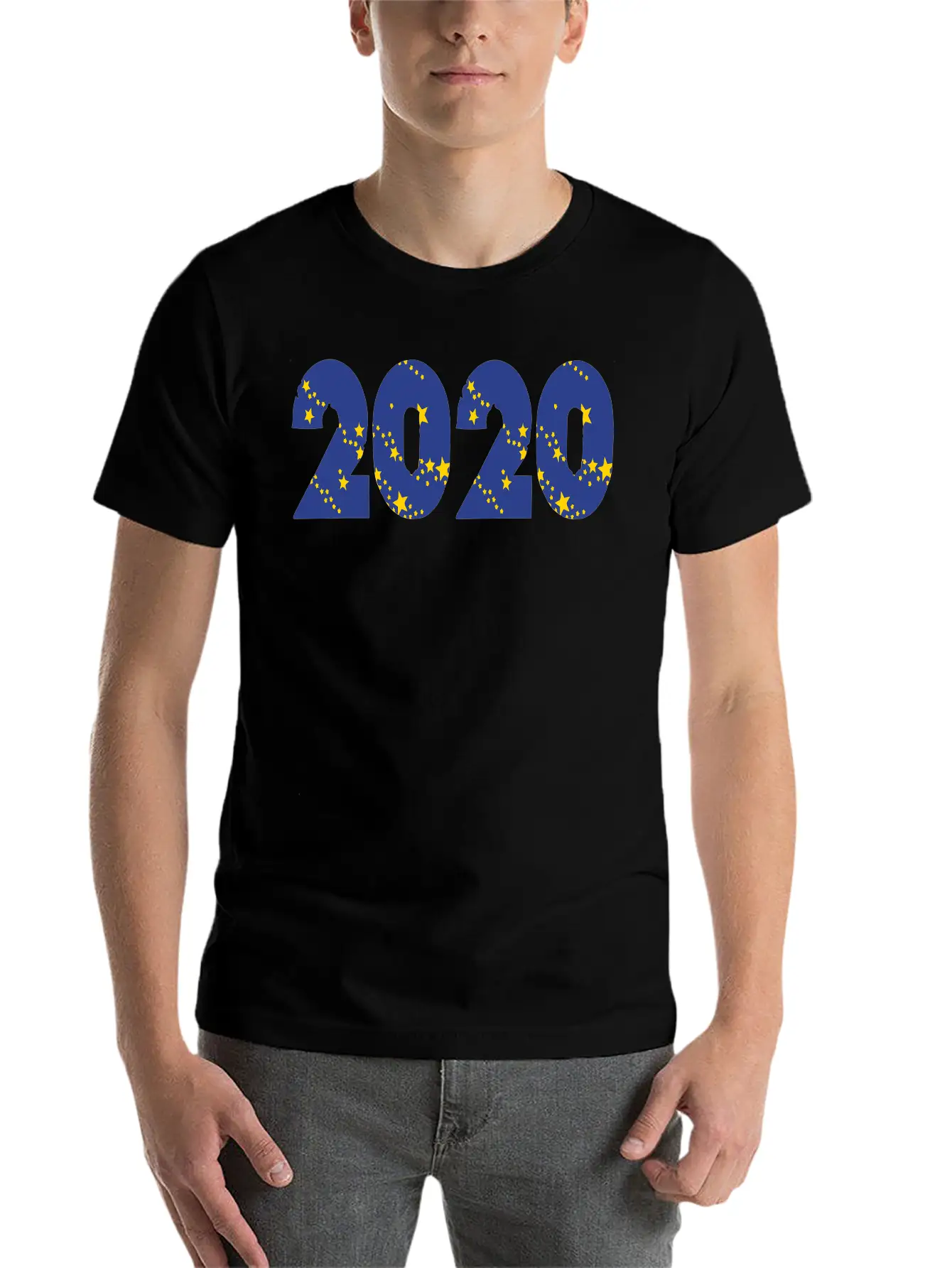 ❤✦°•2020-Awesome Happy New Year Of 2020(Star Font) Stylish Everyday T-Shirt – Unisex Basic Cotton Tee