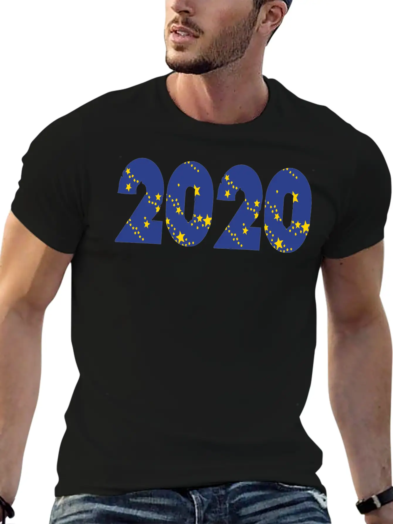 ❤✦°•2020-Awesome Happy New Year Of 2020(Star Font) Stylish Everyday T-Shirt – Unisex Basic Cotton Tee