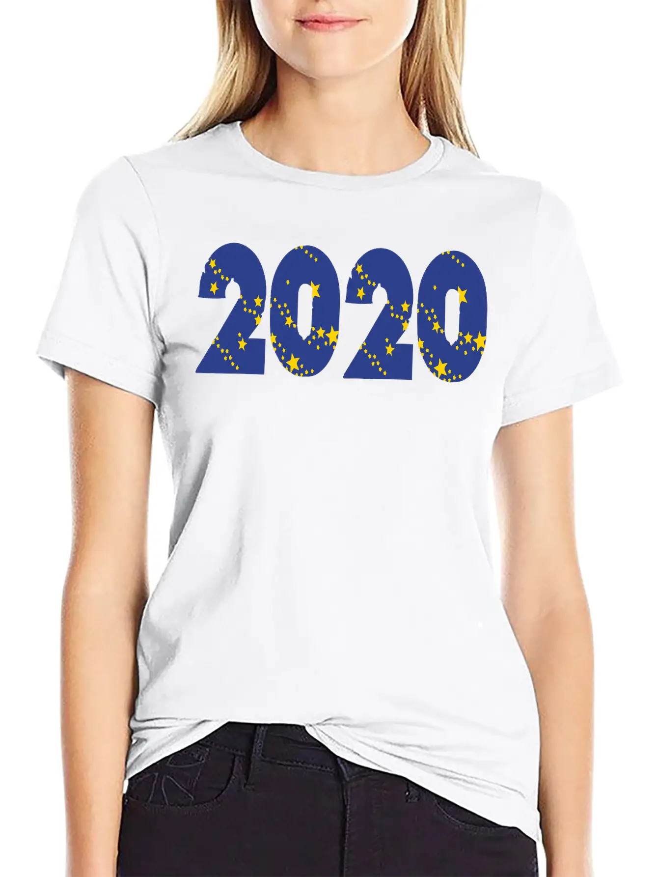 ❤✦°•2020-Awesome Happy New Year Of 2020(Star Font) Stylish Everyday T-Shirt – Unisex Basic Cotton Tee