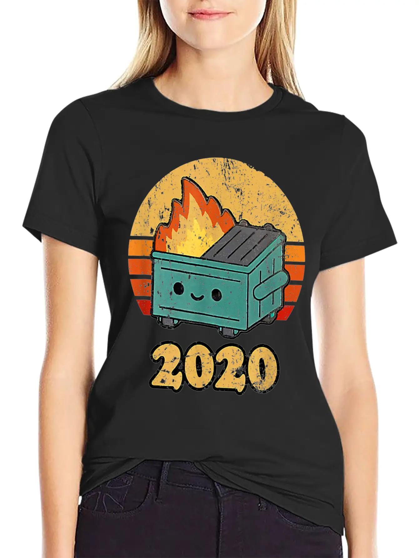 2020 Dumpster Fire Retro Sunset Unisex Casual T-Shirt – Clean Design For Daily Comfort