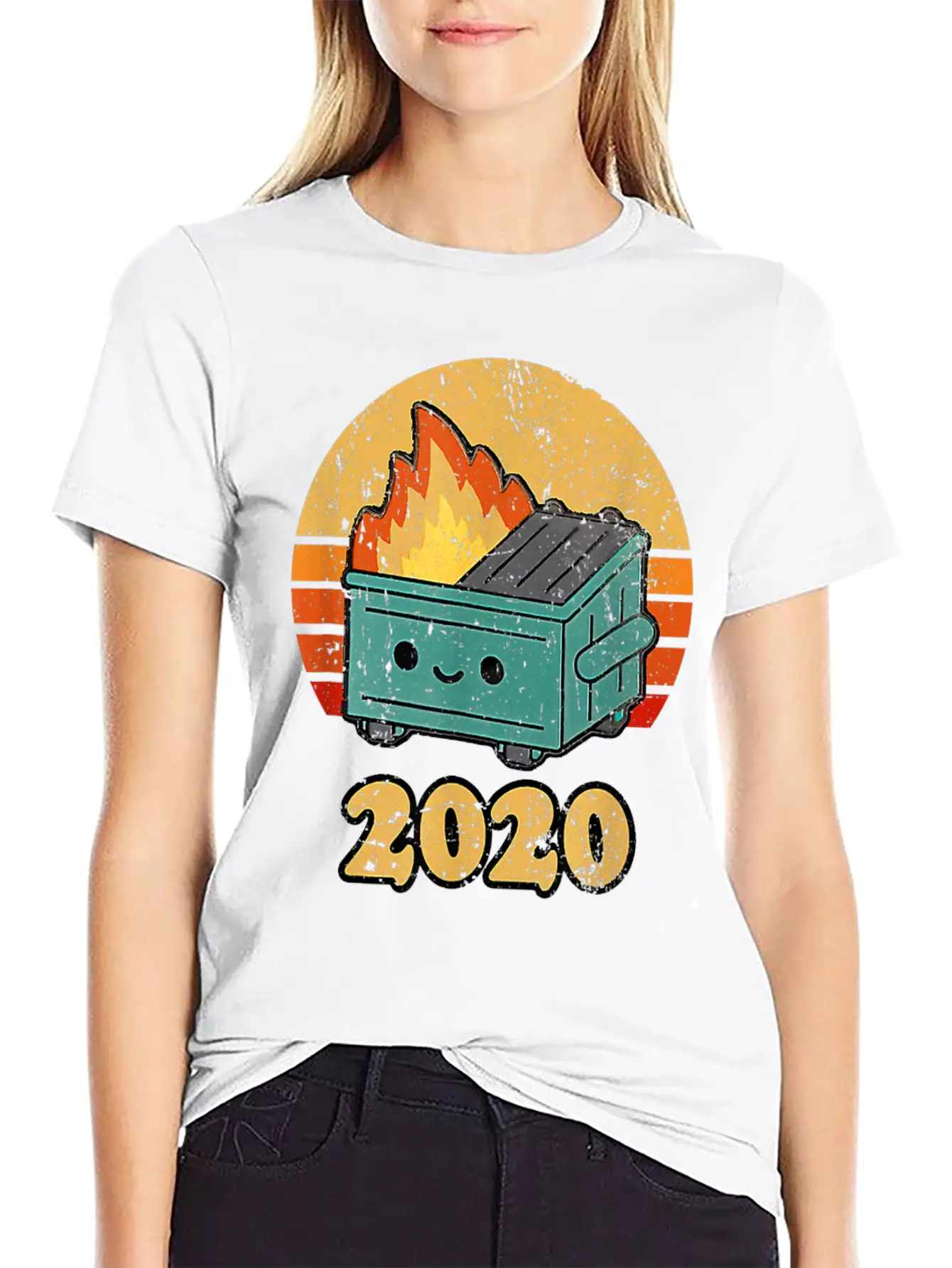2020 Dumpster Fire Retro Sunset Unisex Casual T-Shirt – Clean Design For Daily Comfort