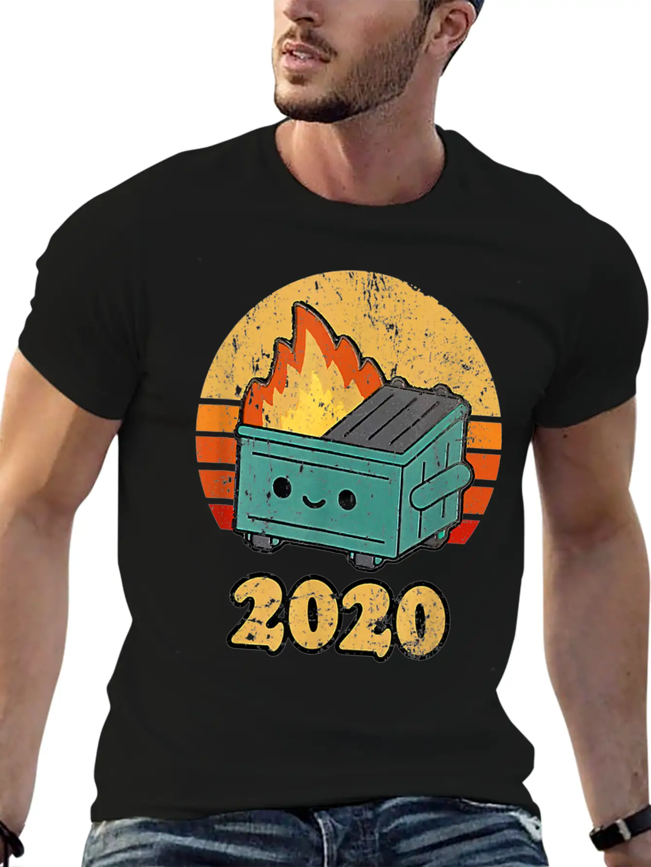 2020 Dumpster Fire Retro Sunset Unisex Casual T-Shirt – Clean Design For Daily Comfort