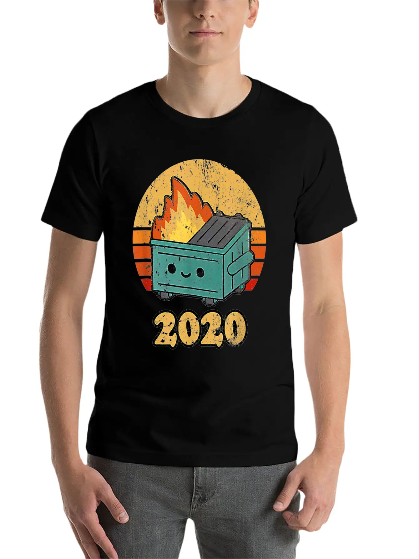 2020 Dumpster Fire Retro Sunset Unisex Casual T-Shirt – Clean Design For Daily Comfort