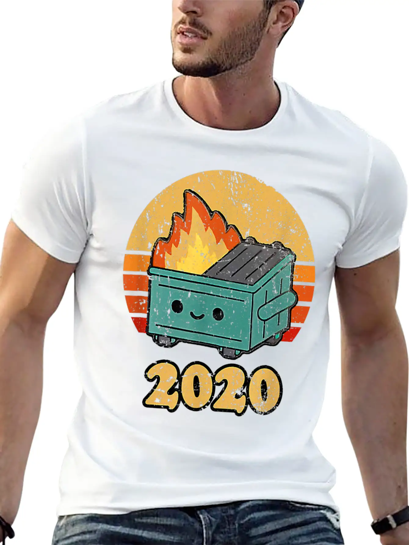 2020 Dumpster Fire Retro Sunset Unisex Casual T-Shirt – Clean Design For Daily Comfort