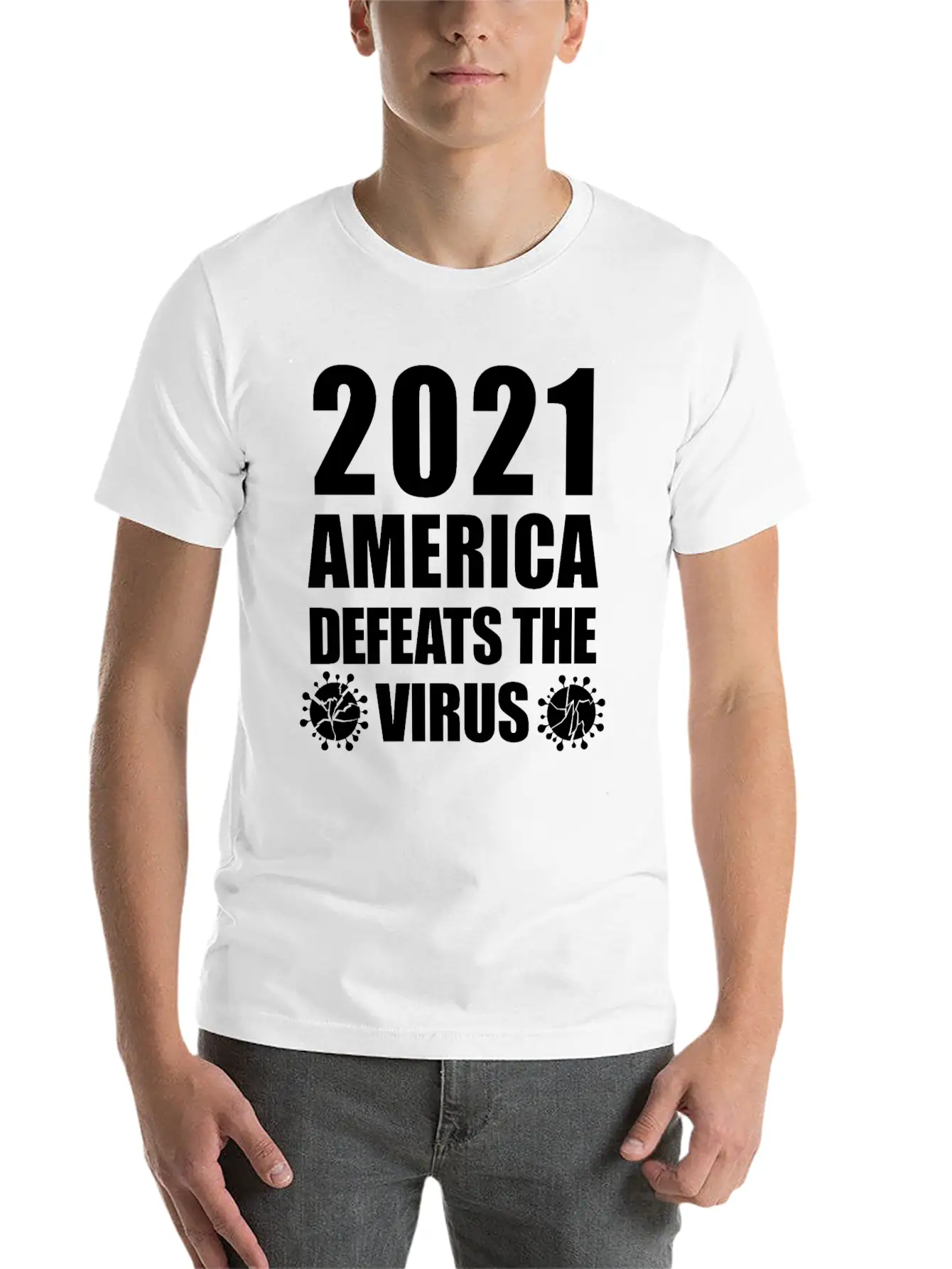 2021 America Defeats The Virus Proud Unisex Casual T-Shirt – Clean Design For Daily Comfort