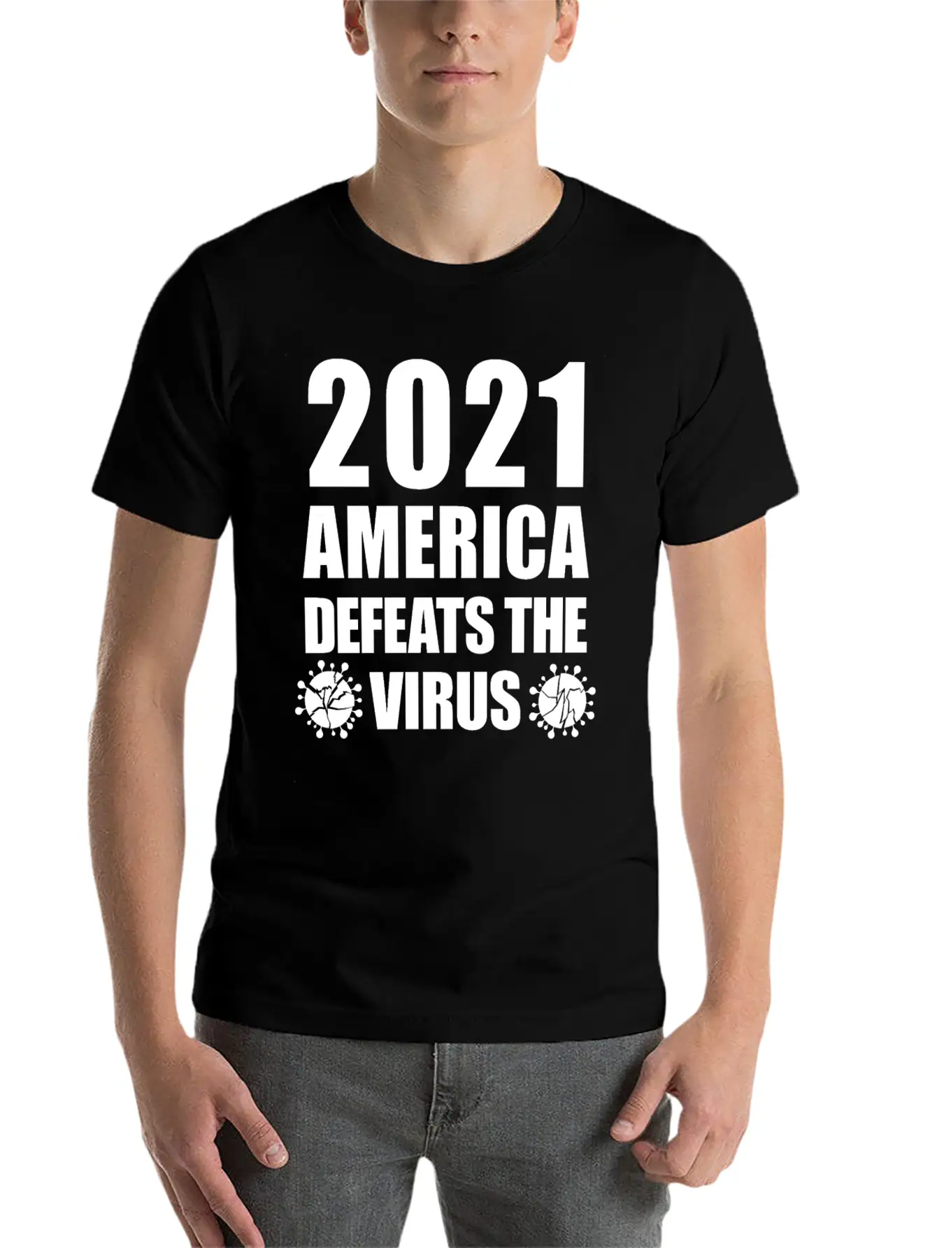 2021 America Defeats The Virus Proud Unisex Casual T-Shirt – Clean Design For Daily Comfort